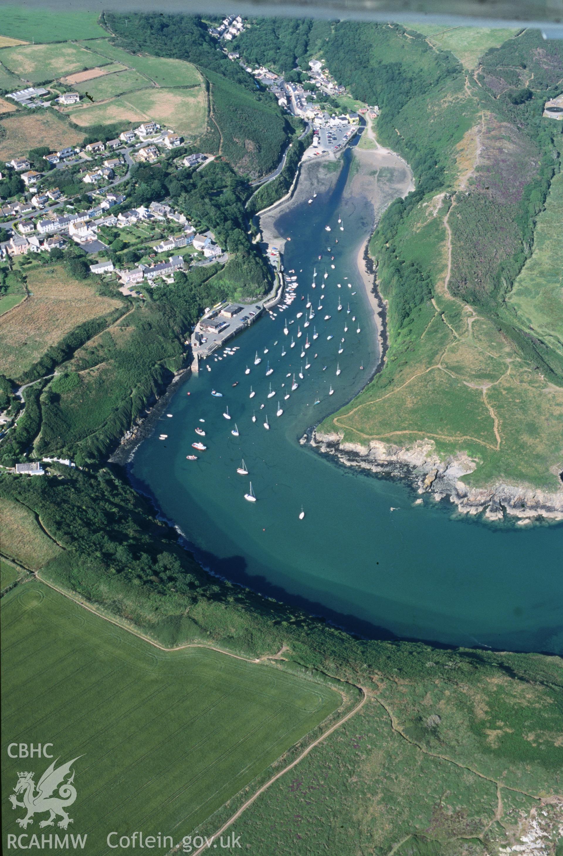 Slide of RCAHMW colour oblique aerial photograph of Solva, taken by T.G. Driver, 18/7/2000.