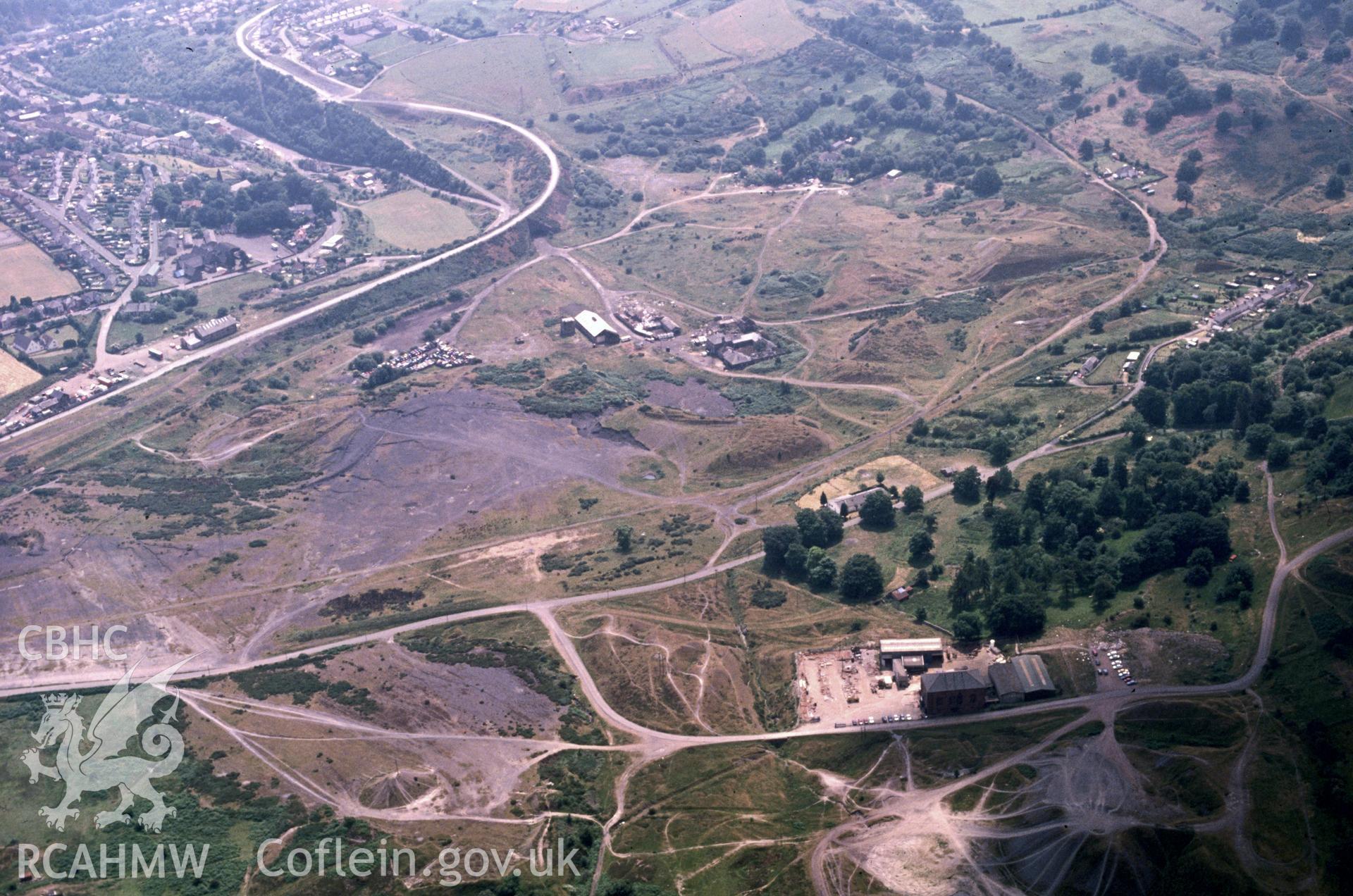 Slide of RCAHMW colour oblique aerial photograph of British Ironworks, Abersychan, taken by C.R. Musson, 26/6/1992.