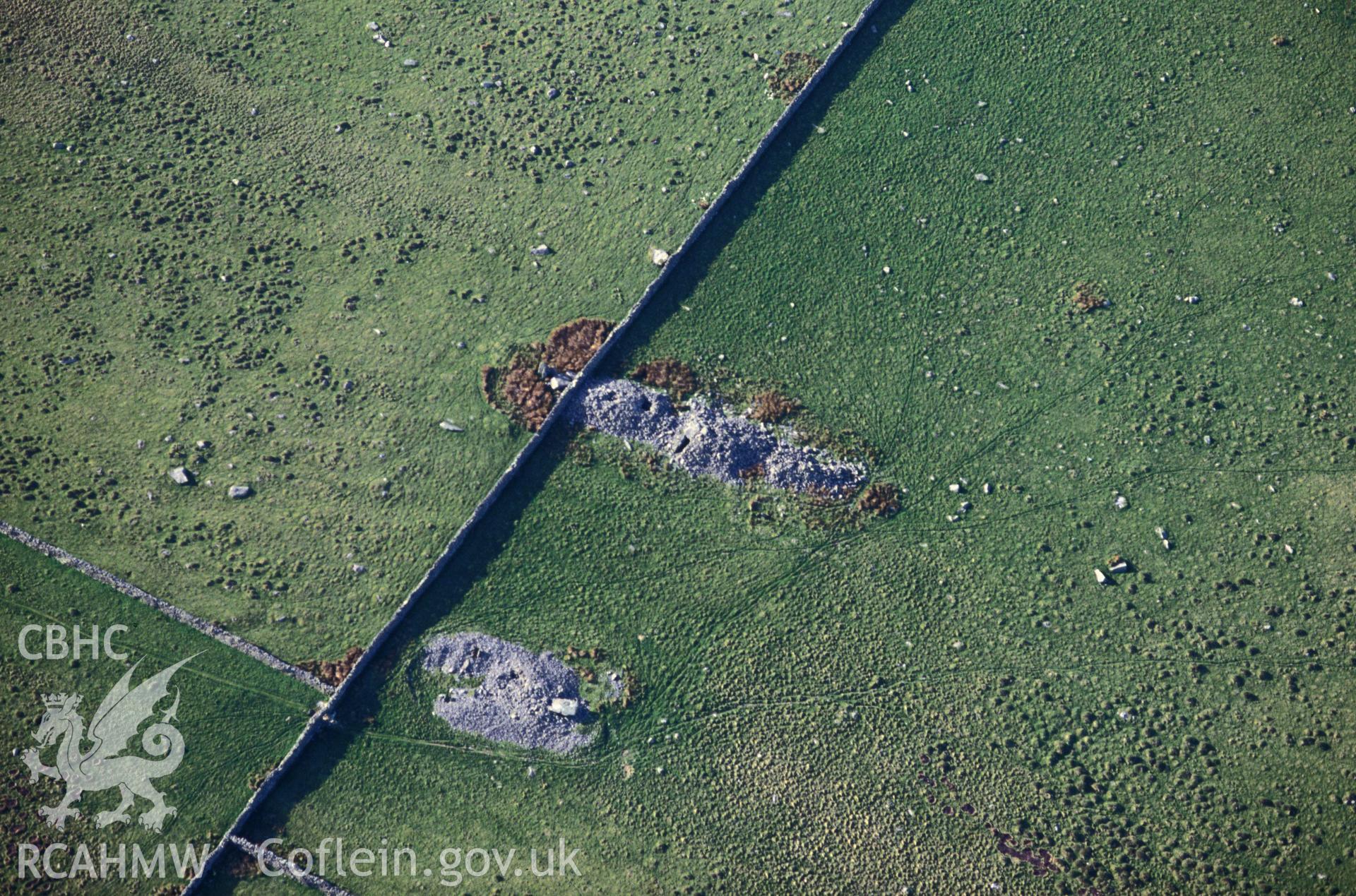 Slide of RCAHMW colour oblique aerial photograph of Carneddau Hengwm, taken by C.R. Musson, 4/5/1993.