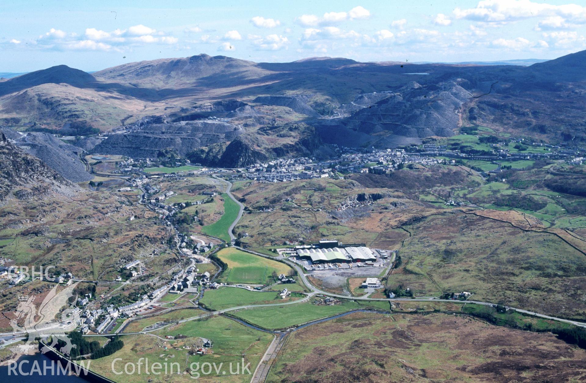 RCAHMW colour slide oblique aerial photograph of Blaenau Ffestiniog, Ffestiniog, taken by C.R.Musson on the 05/05/1996