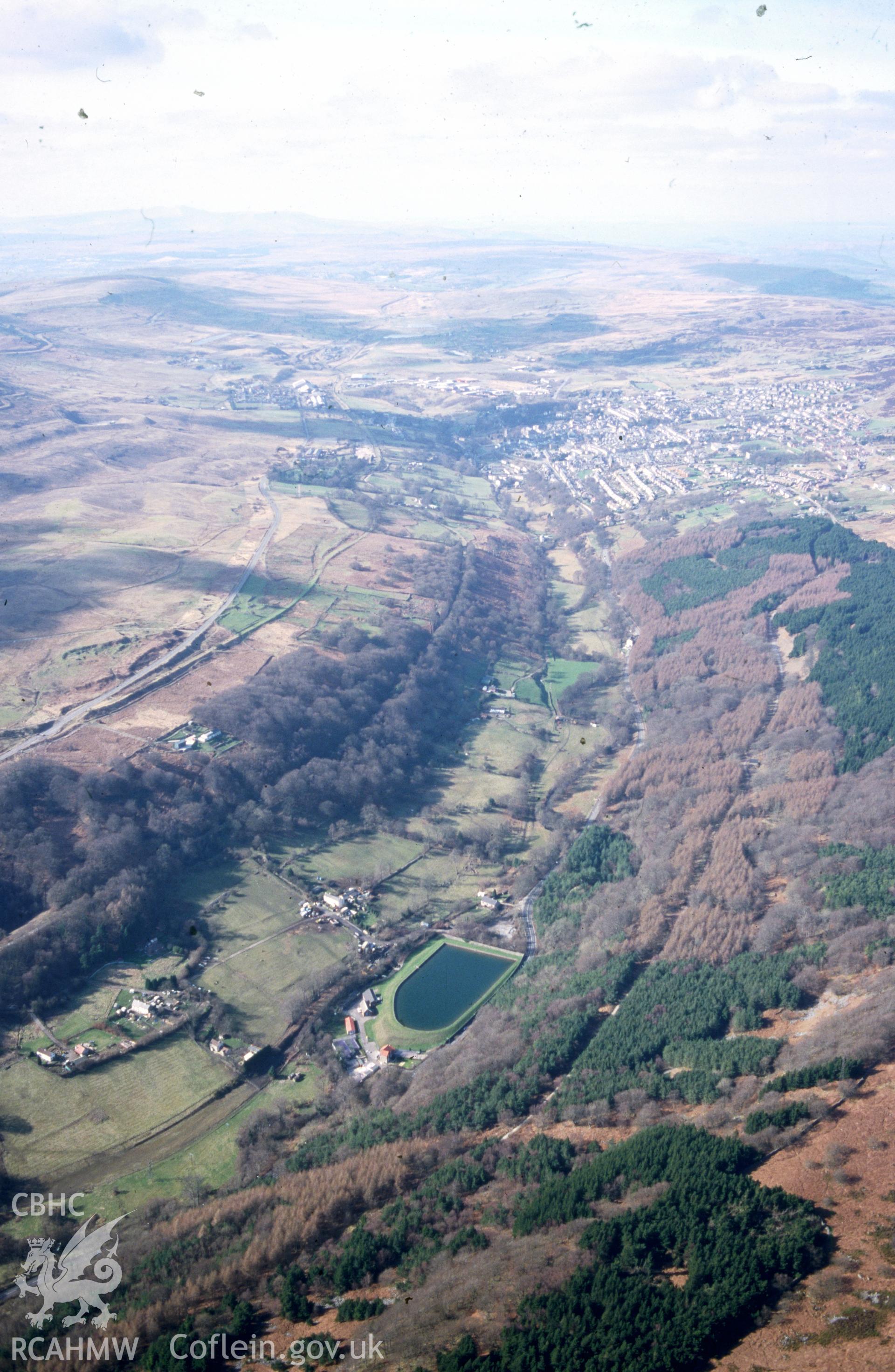 Slide of RCAHMW colour oblique aerial photograph of Blaenavon World Heritage Site Area, taken by T.G. Driver, 15/3/1999.