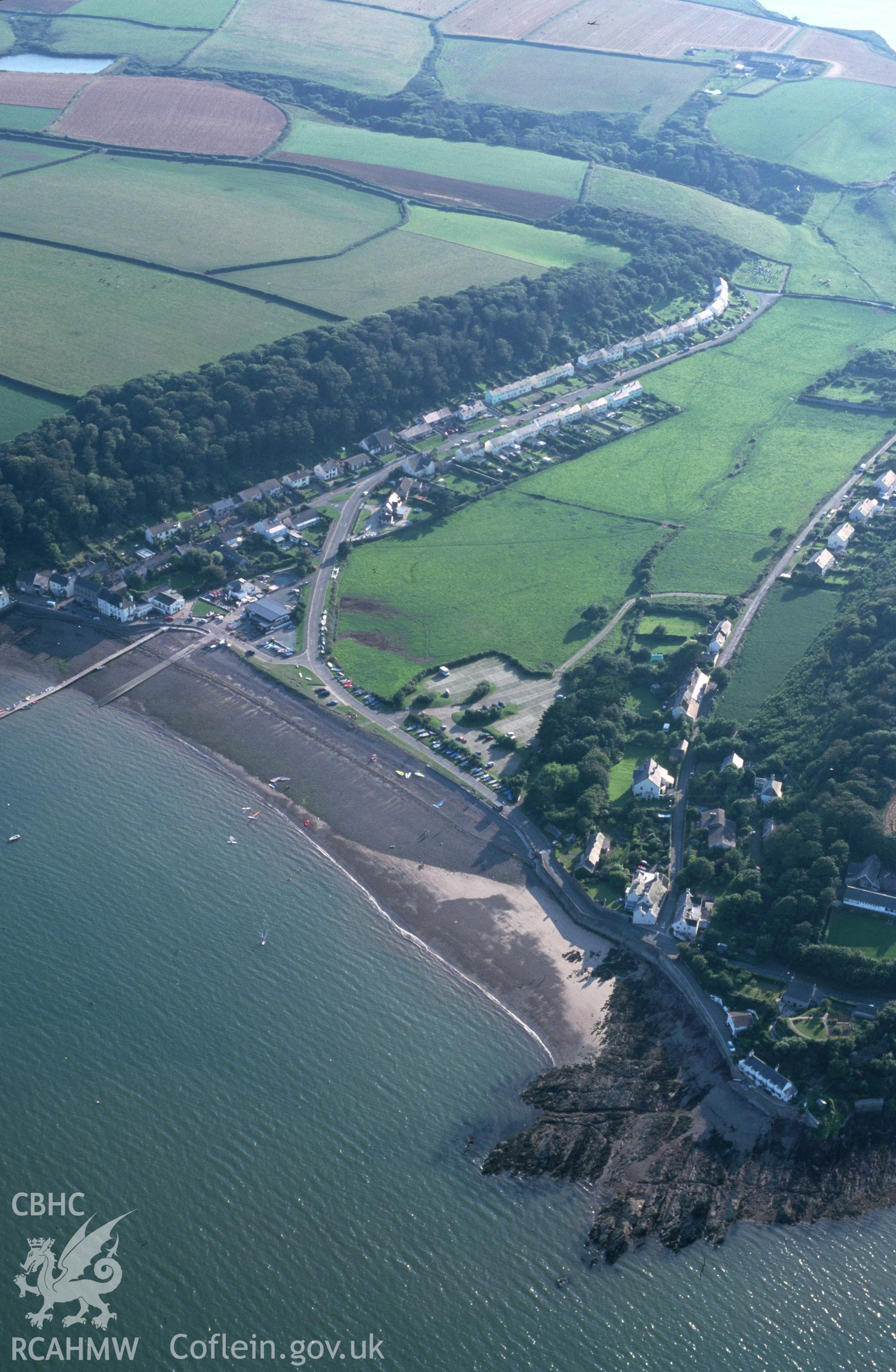 Slide of RCAHMW colour oblique aerial photograph of Dale (buildings In), taken by T.G. Driver, 23/8/2000.