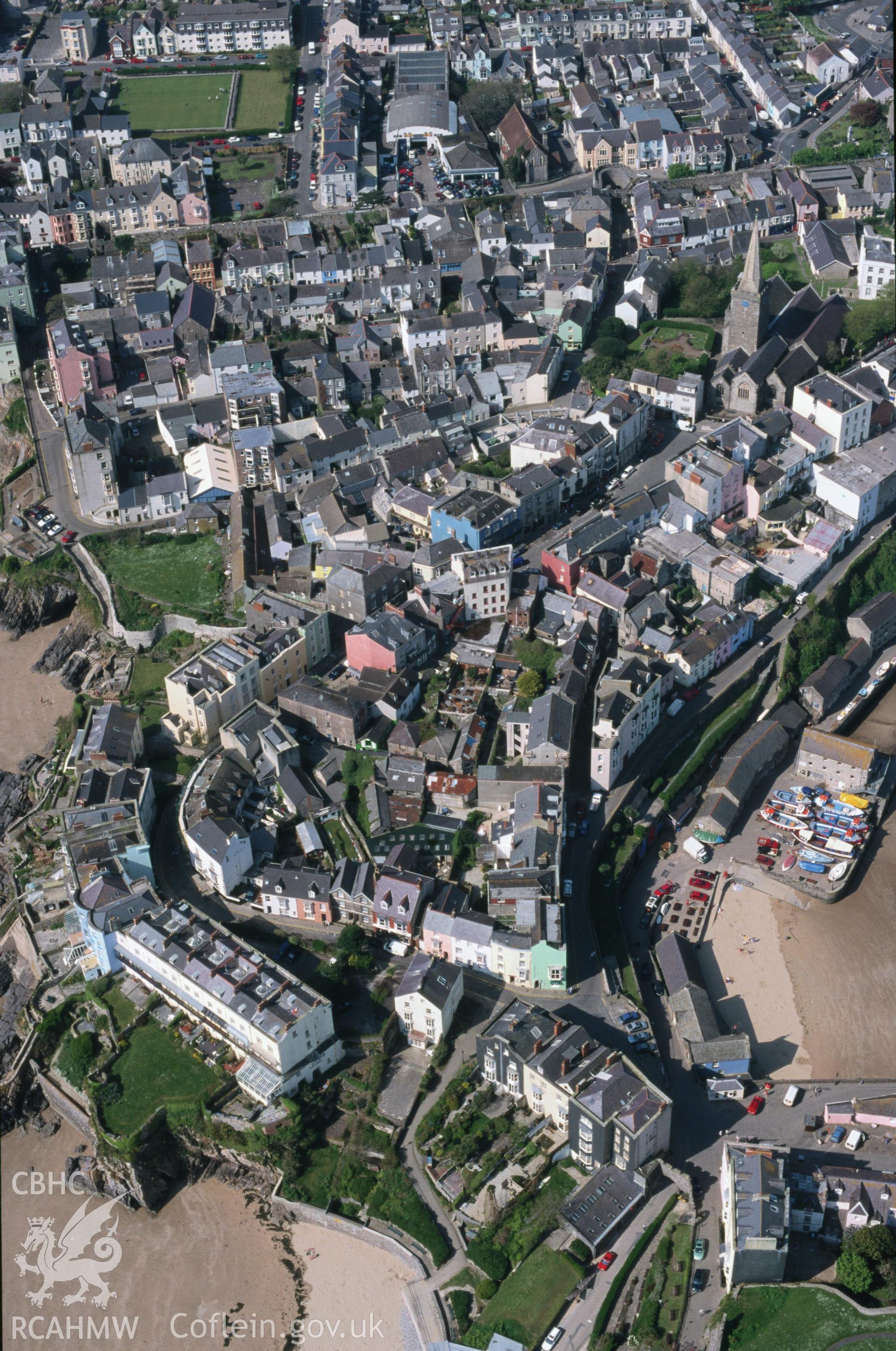 Slide of RCAHMW colour oblique aerial photograph of Tenby, taken by T.G. Driver, 2/5/2000.