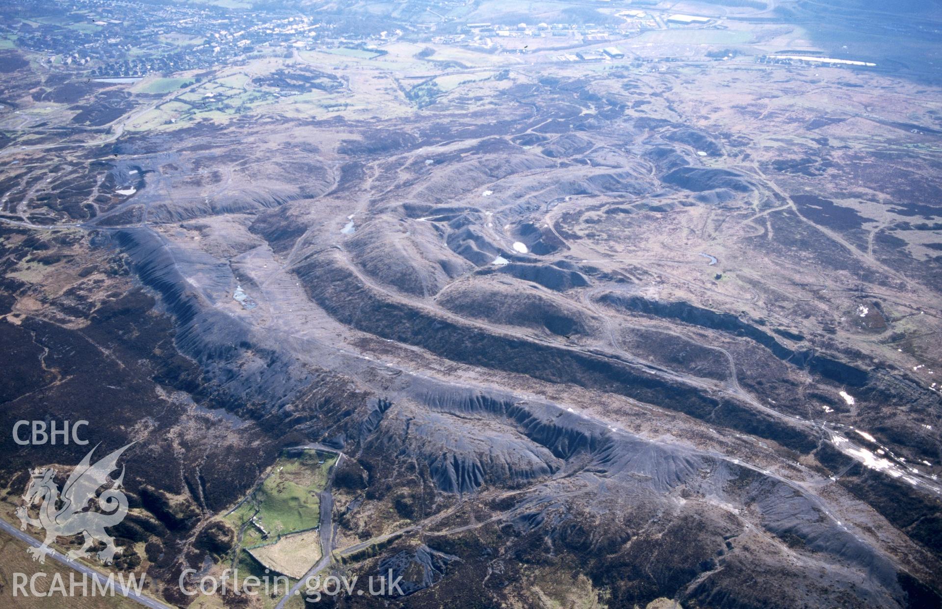 Slide of RCAHMW colour oblique aerial photograph of Pwll Du Landscape, Blaenavon, taken by T.G. Driver, 15/3/1999.