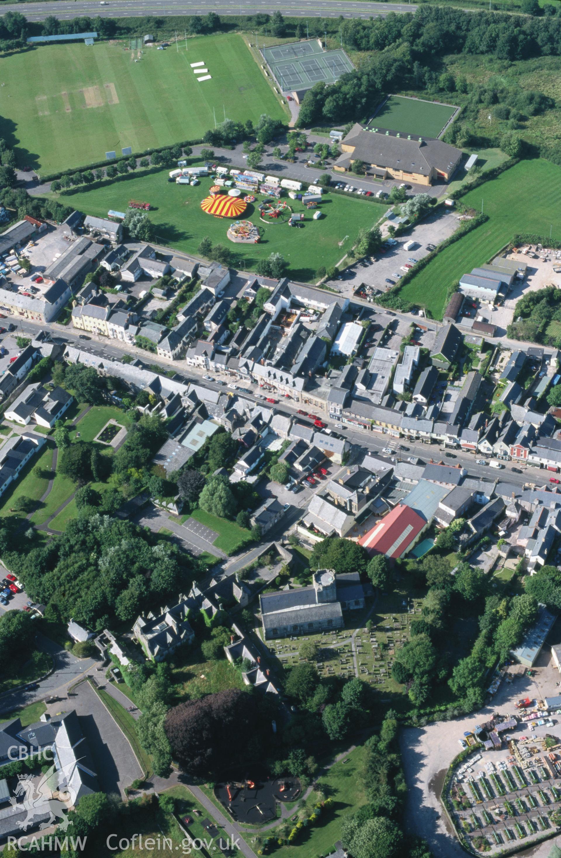 Slide of RCAHMW colour oblique aerial photograph of Cowbridge, taken by T.G. Driver, 18/7/2000.