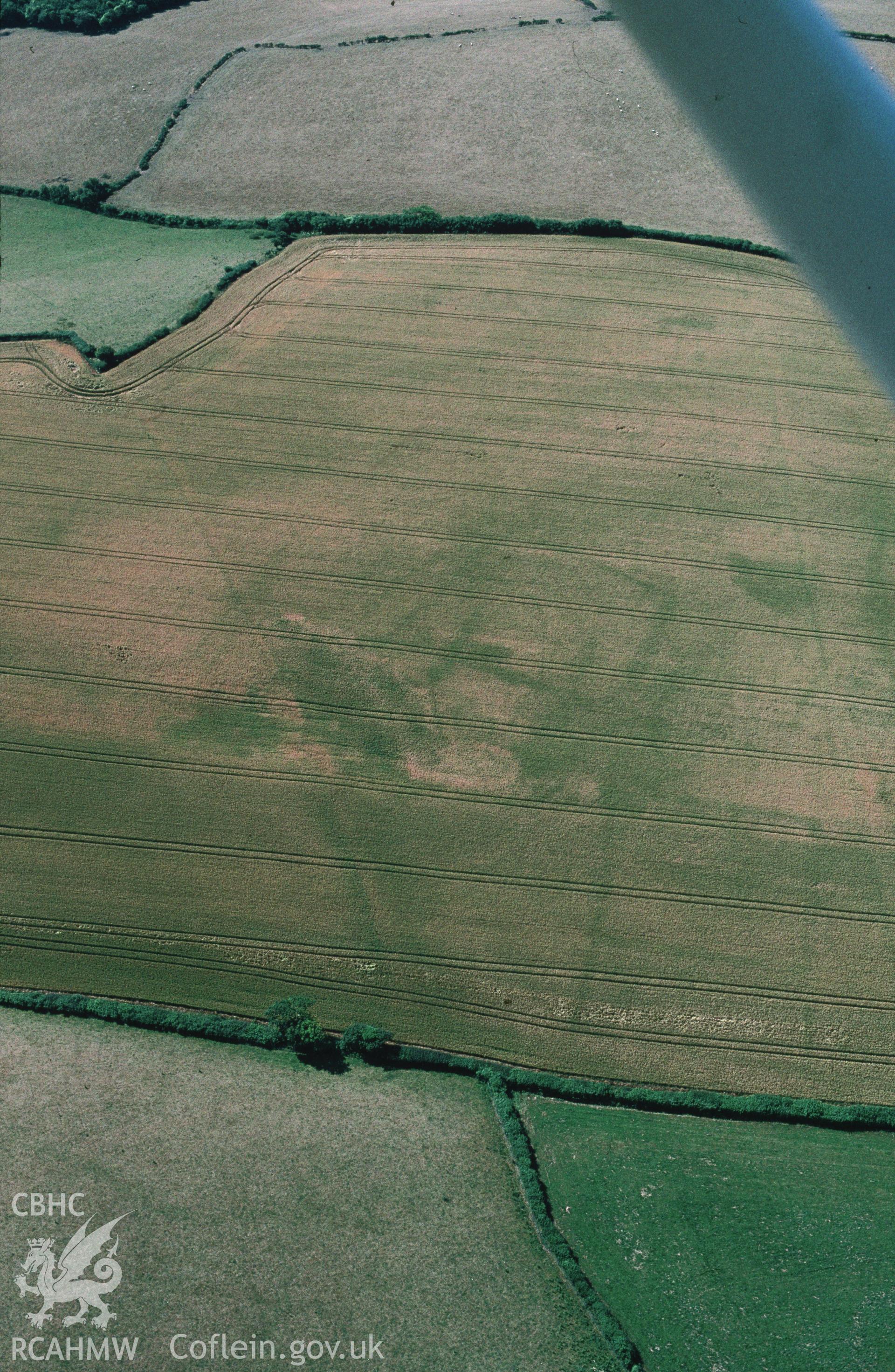 Slide of RCAHMW colour oblique aerial photograph of Whitton Lodge Roman Villa, taken by C.R. Musson, 25/7/1996.