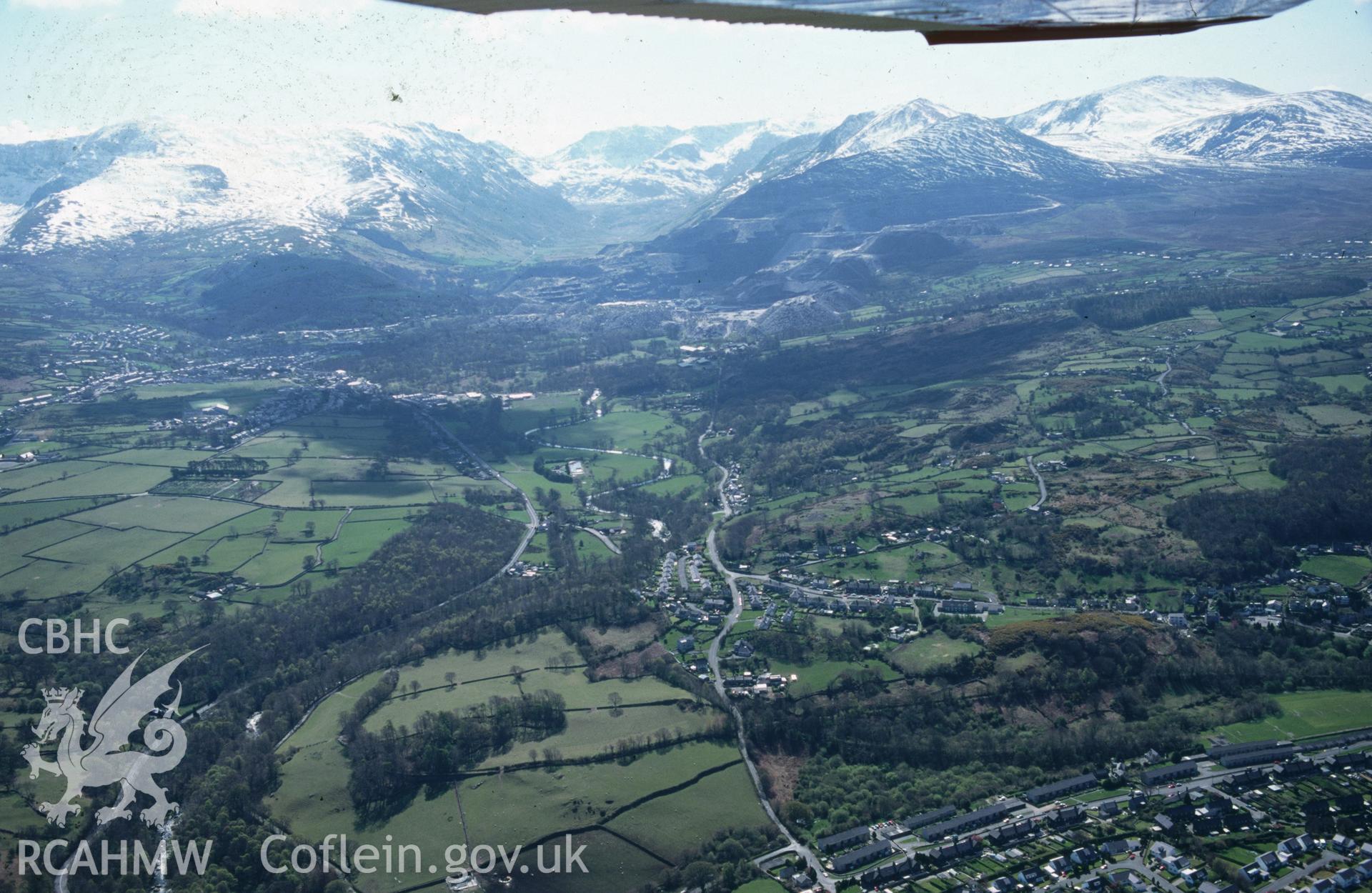 Slide of RCAHMW colour oblique aerial photograph of Pen Dinas Camp, taken by T.G. Driver, 18/4/1998.