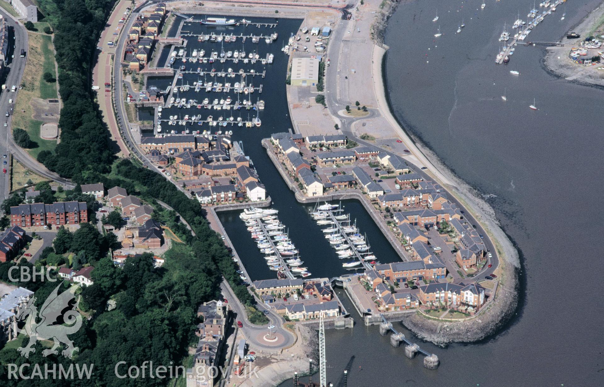 RCAHMW colour oblique aerial photograph of Penarth Docks taken on 26/02/1995 by C.R. Musson