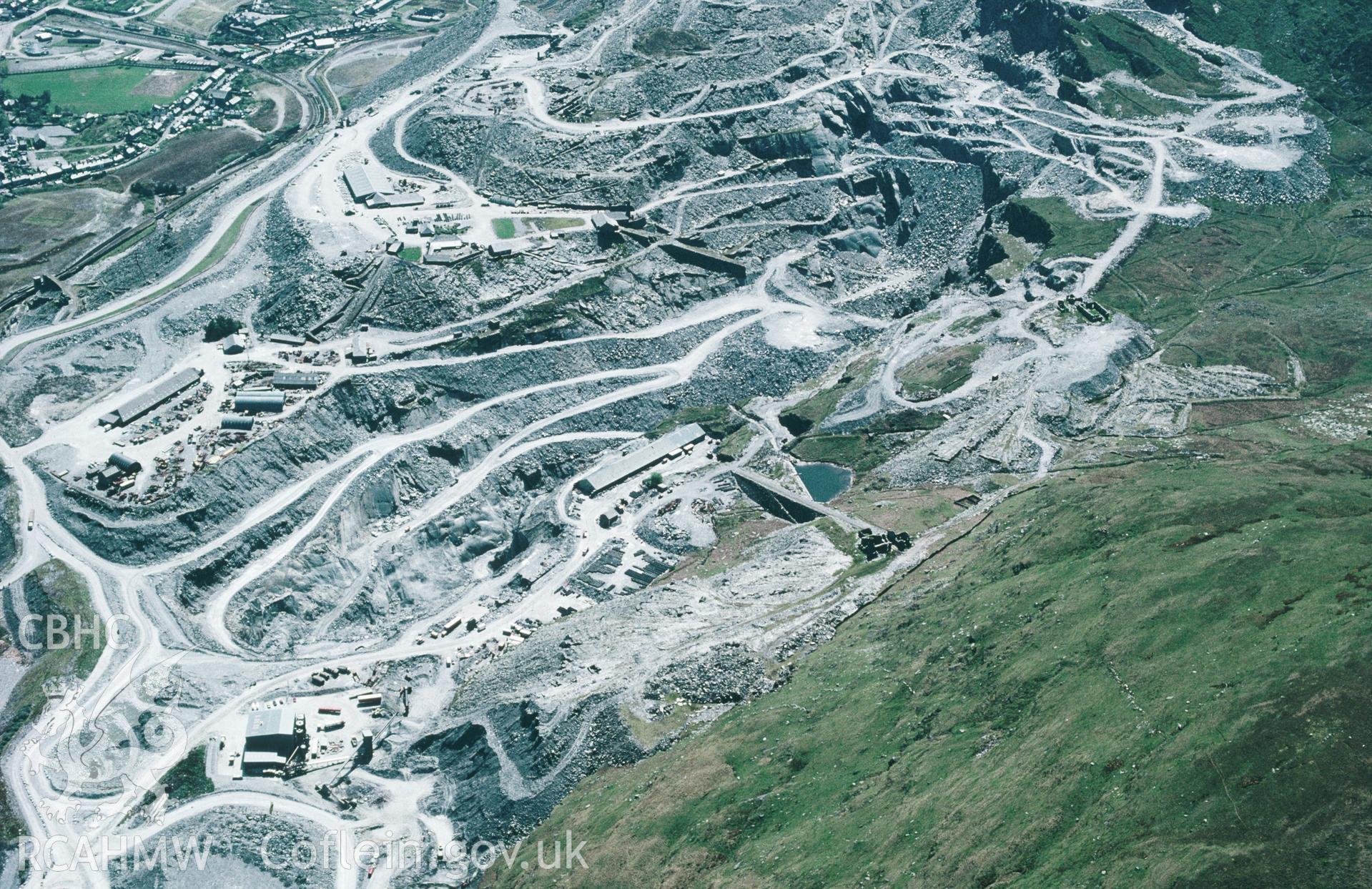 Slide of RCAHMW colour oblique aerial photograph of Diffwys Slate Quarry, Blaenau Ffestiniog, taken by C.R. Musson, 4/5/1993.