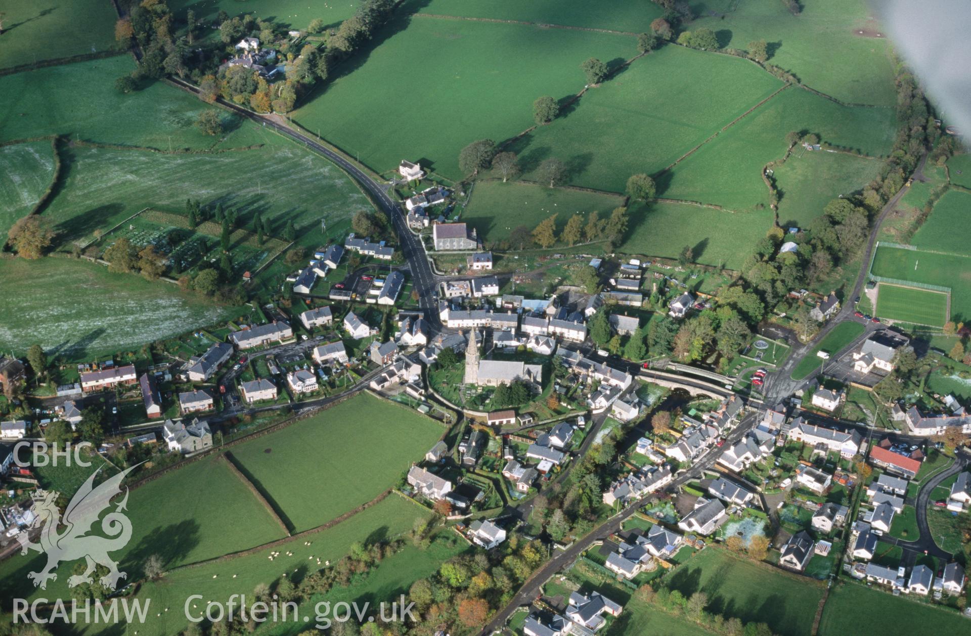 Slide of RCAHMW colour oblique aerial photograph of Llandrillo, taken by T.G. Driver, 9/11/2001.