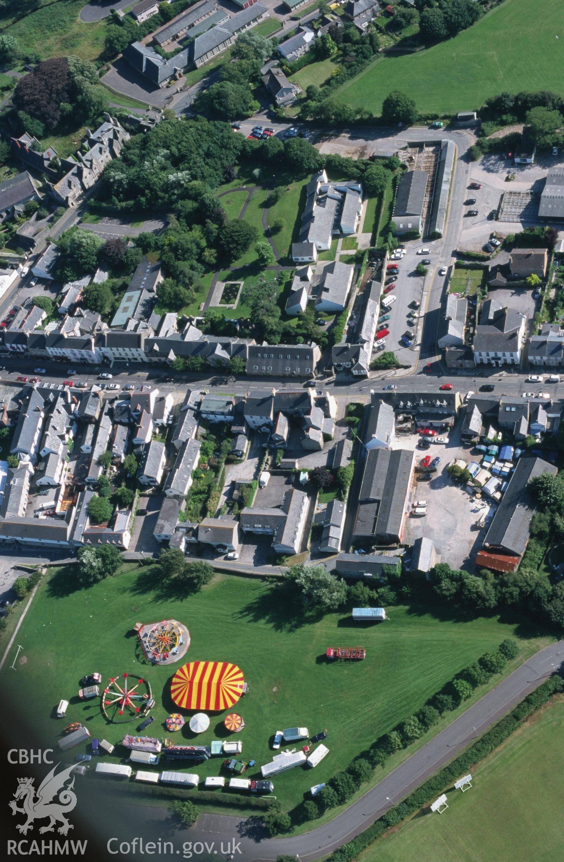 Slide of RCAHMW colour oblique aerial photograph of Cowbridge, taken by T.G. Driver, 18/7/2000.