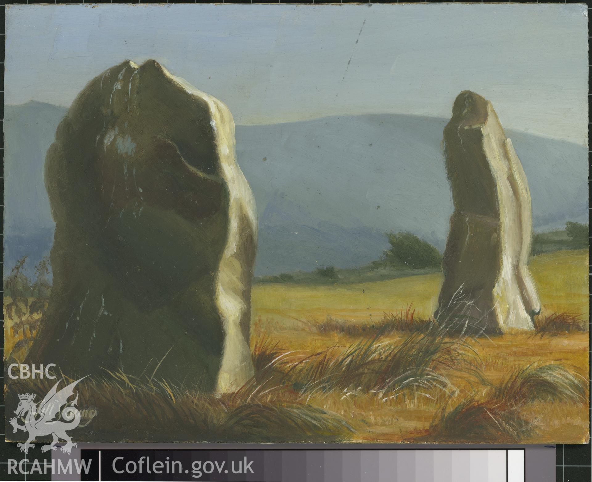 Digital copy of 5" x 8" oil painting of Parc Lan Pair, Nevern, from an original painted by Mrs J.C. Young.