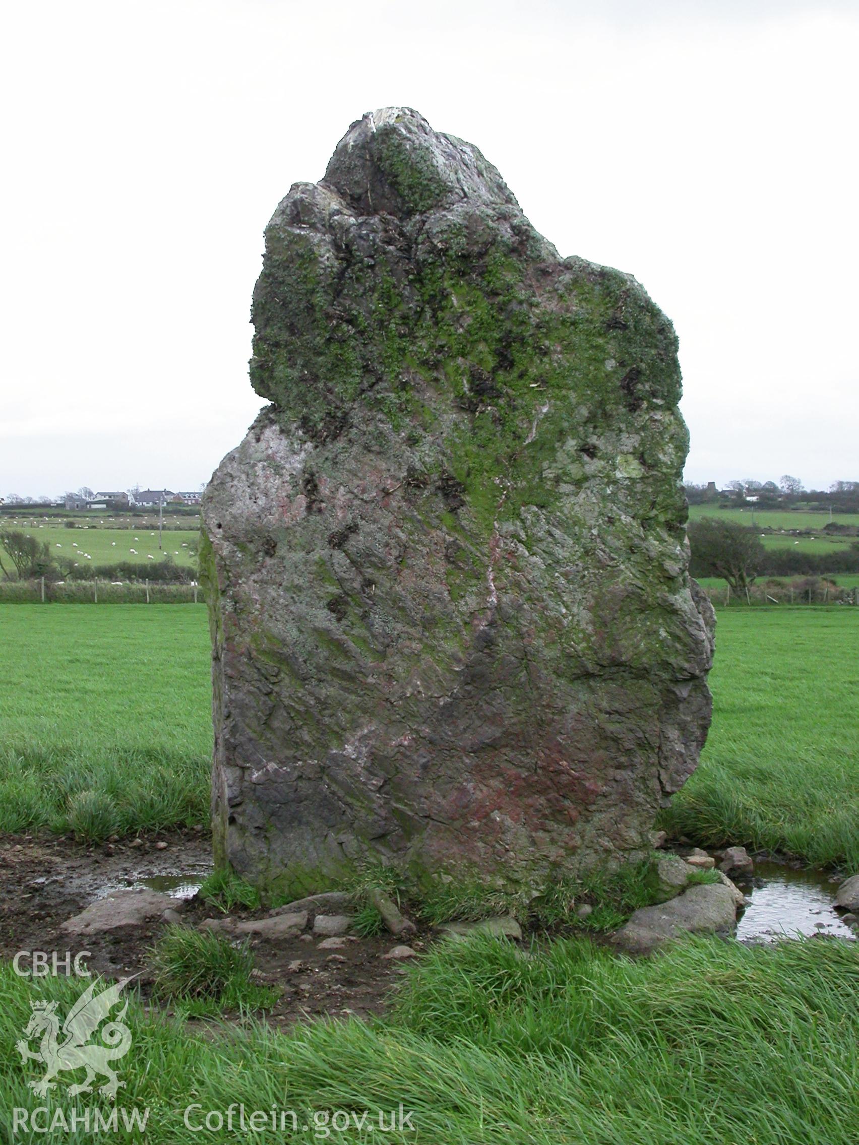 Llech Golman Standing Stone from north-west