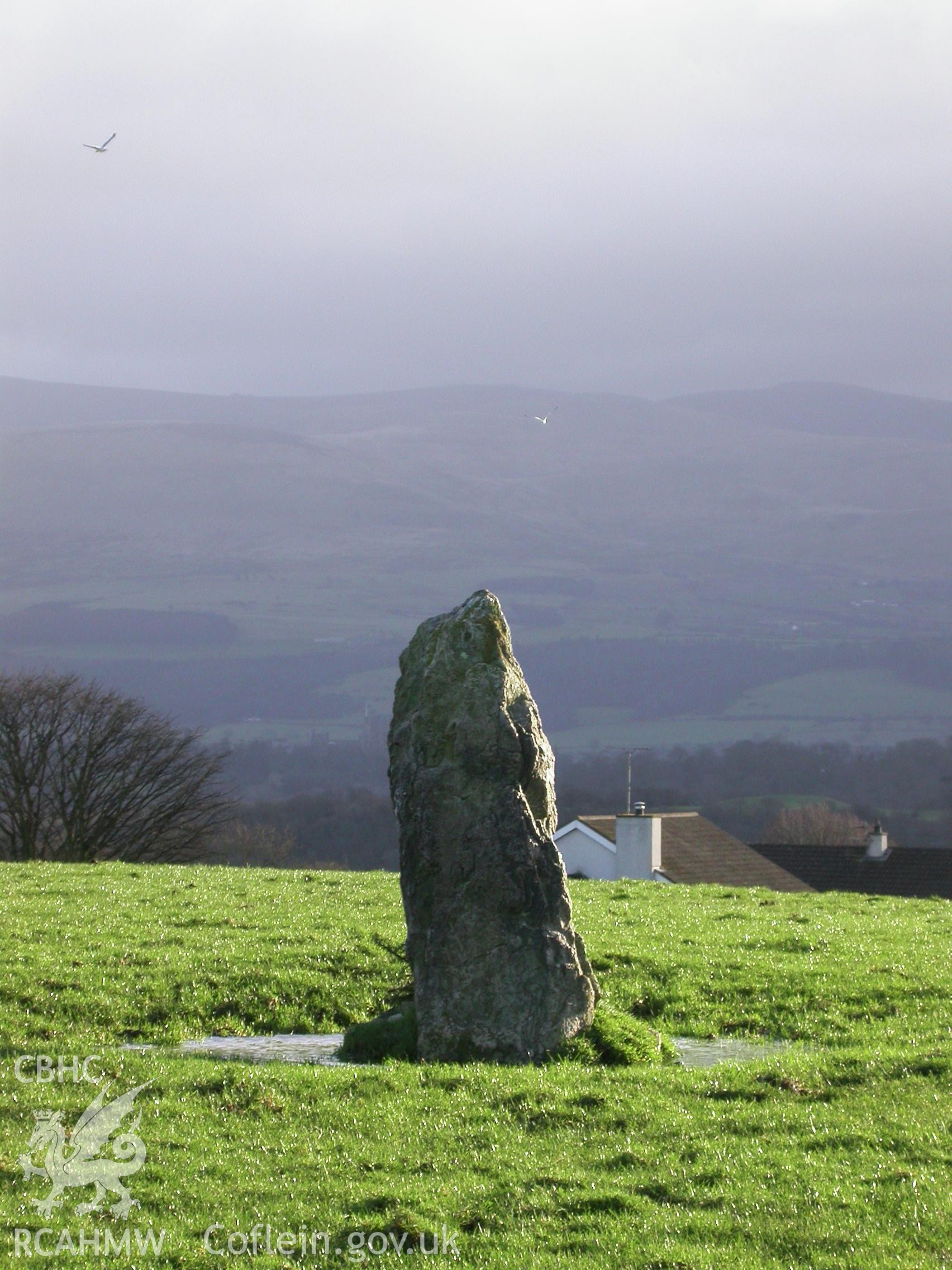 Pen-y-Maen Standing Stone from north.