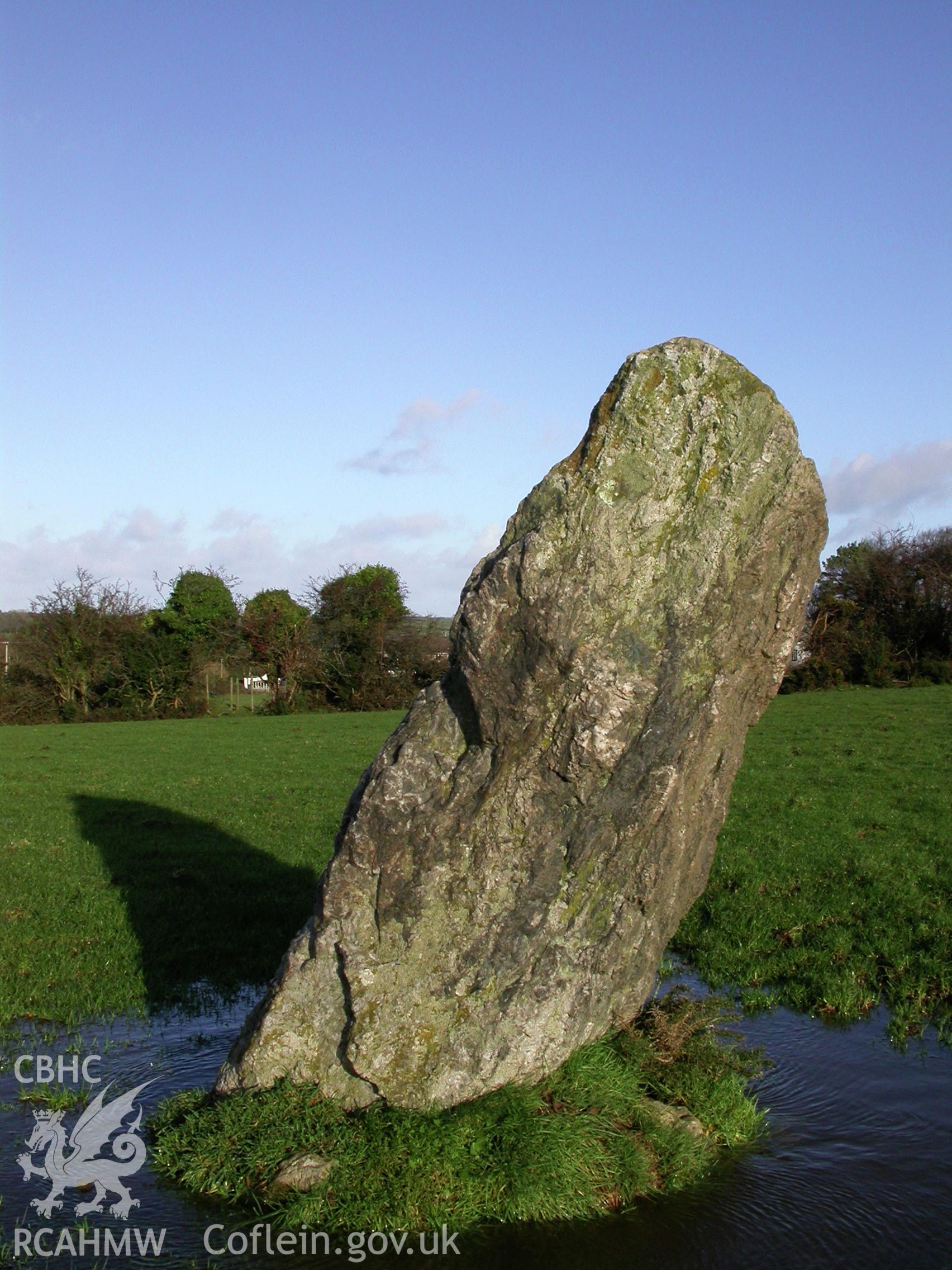 Pen-y-Maen Standing Stone from south-west.