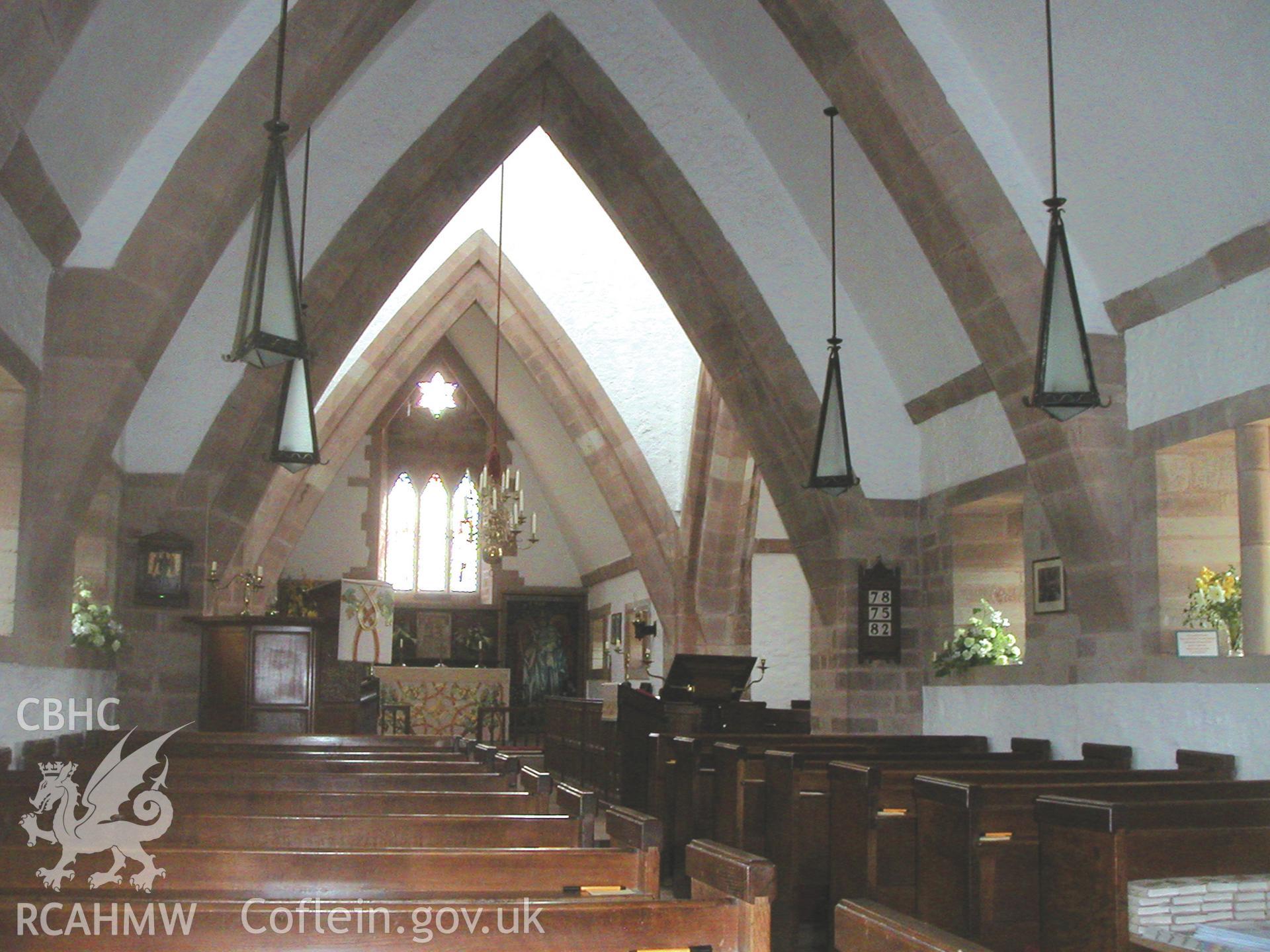 Digital image of interior view of All Saints, Brockhampton: 'Herbert Luck North. Arts and Crafts Architecture for Wales', page 94.