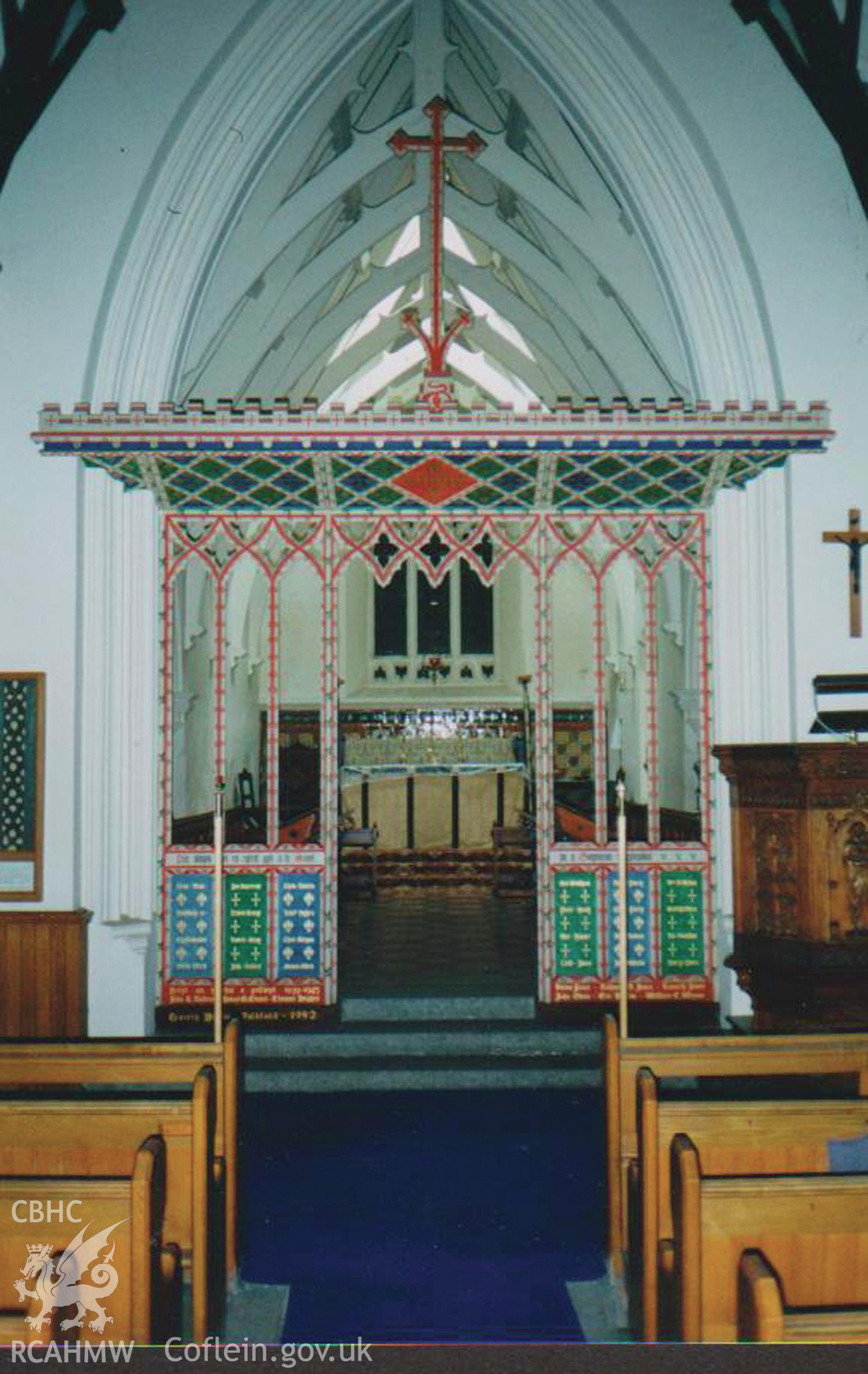 Digital image of the screen at St Mary, Llanfairfechan: 'Herbert Luck North. Arts and Crafts Architecture for Wales', page 77.