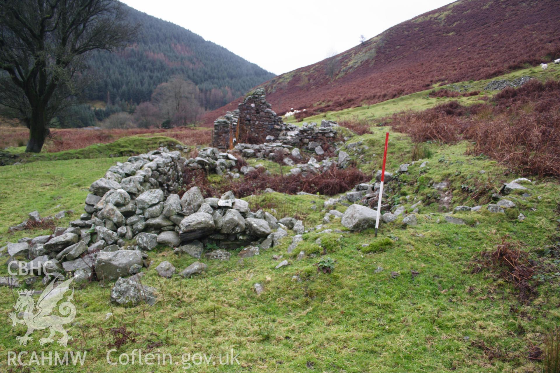 Digital colour photograph of White Hall Uchaf farmstead taken on 03/03/2008 by D.E. Schlee during the Llyn Brianne Upland Survey undertaken by Dyfed Archaeological Trust.