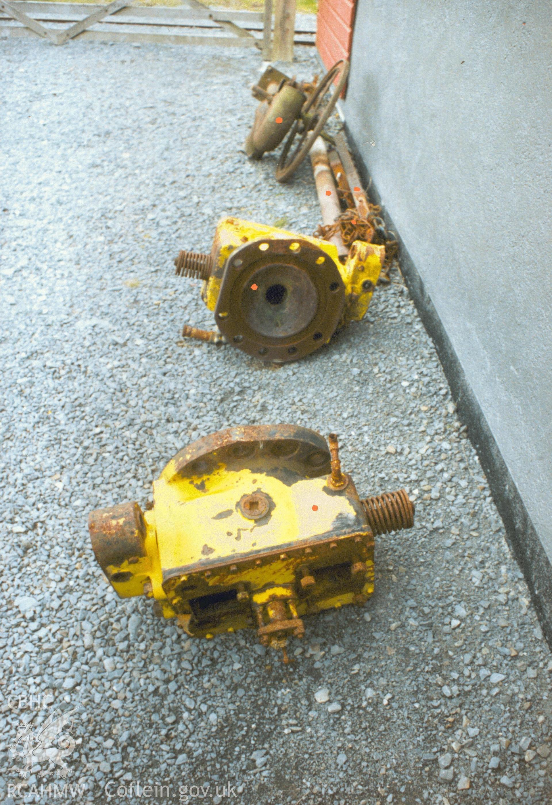 Digital colour photograph showing the heads from brush engines at Llywernog mine, formerly of Esgair mwy mine.