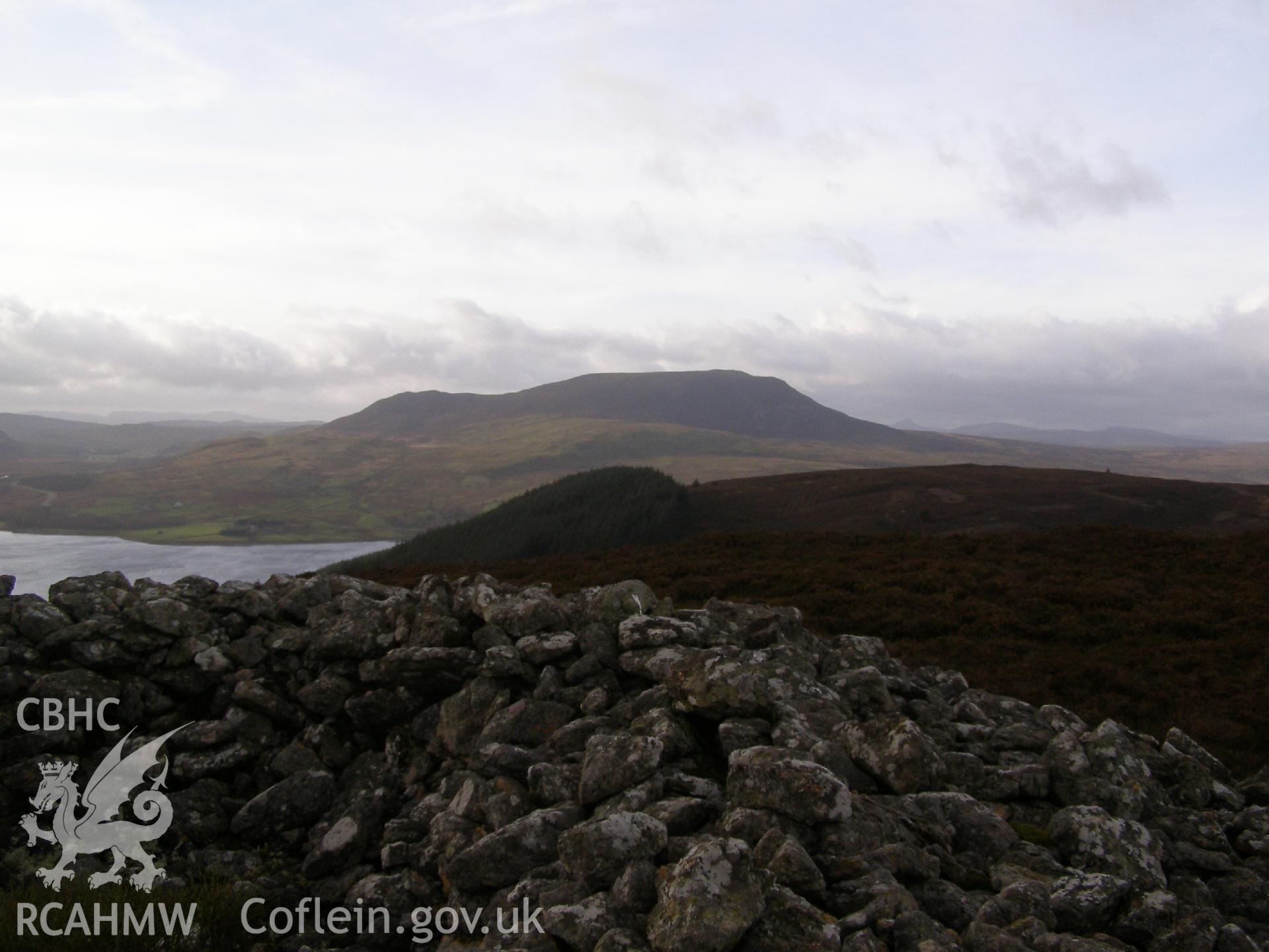 Digital Colour photograph of Garneddwen cairn taken on 20/11/2008 by P.J. Schofield during the Arenig Fach Upland Survey undertaken by Oxford Archaeology North.