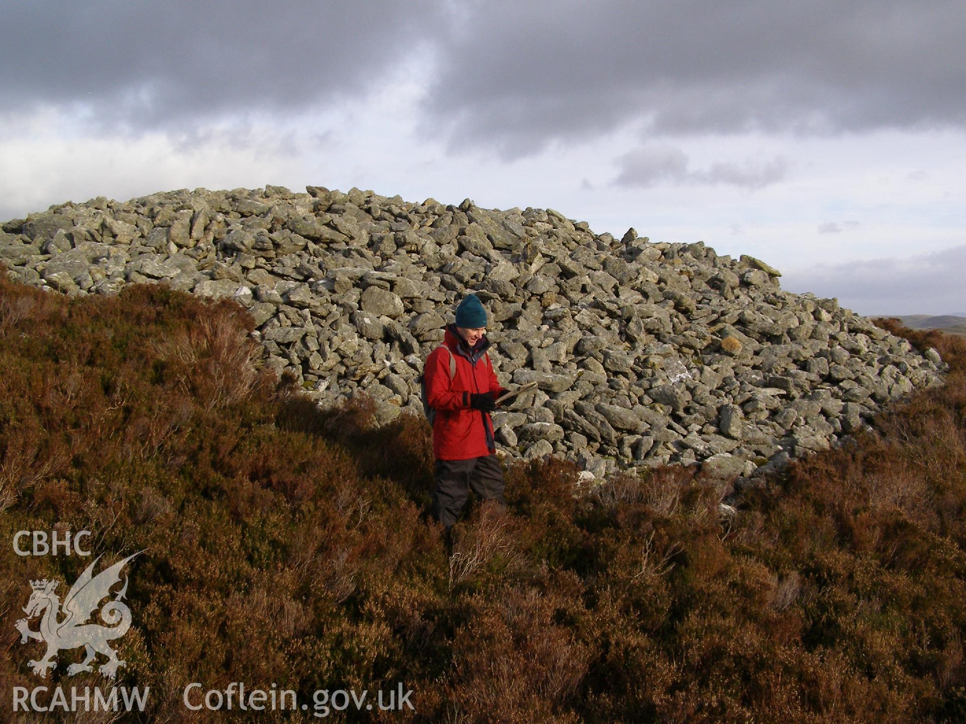 Digital Colour photograph of Garneddwen cairn taken on 20/11/2008 by P.J. Schofield during the Arenig Fach Upland Survey undertaken by Oxford Archaeology North.