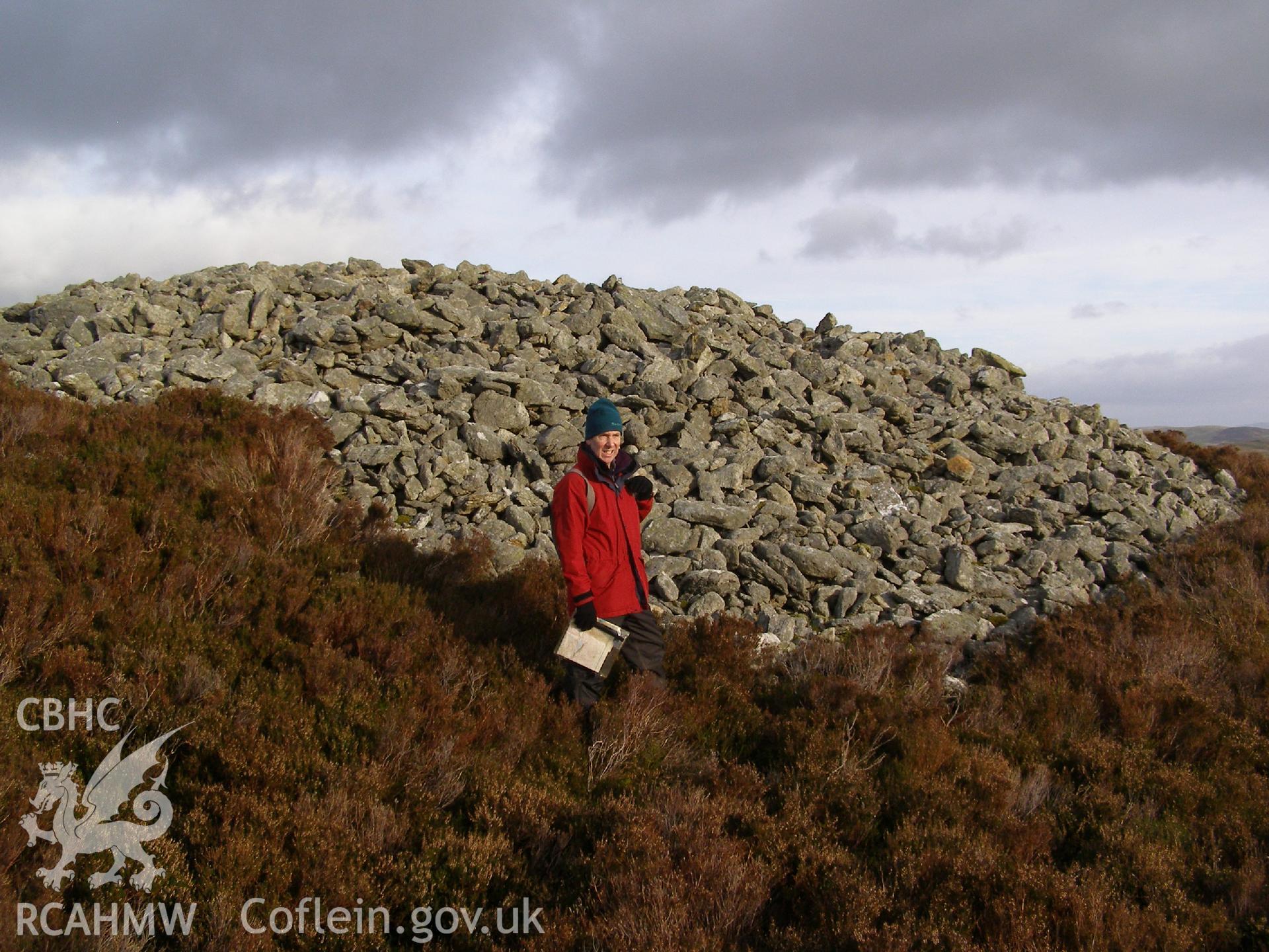 Digital Colour photograph of Garneddwen cairn taken on 20/11/2008 by P.J. Schofield during the Arenig Fach Upland Survey undertaken by Oxford Archaeology North.