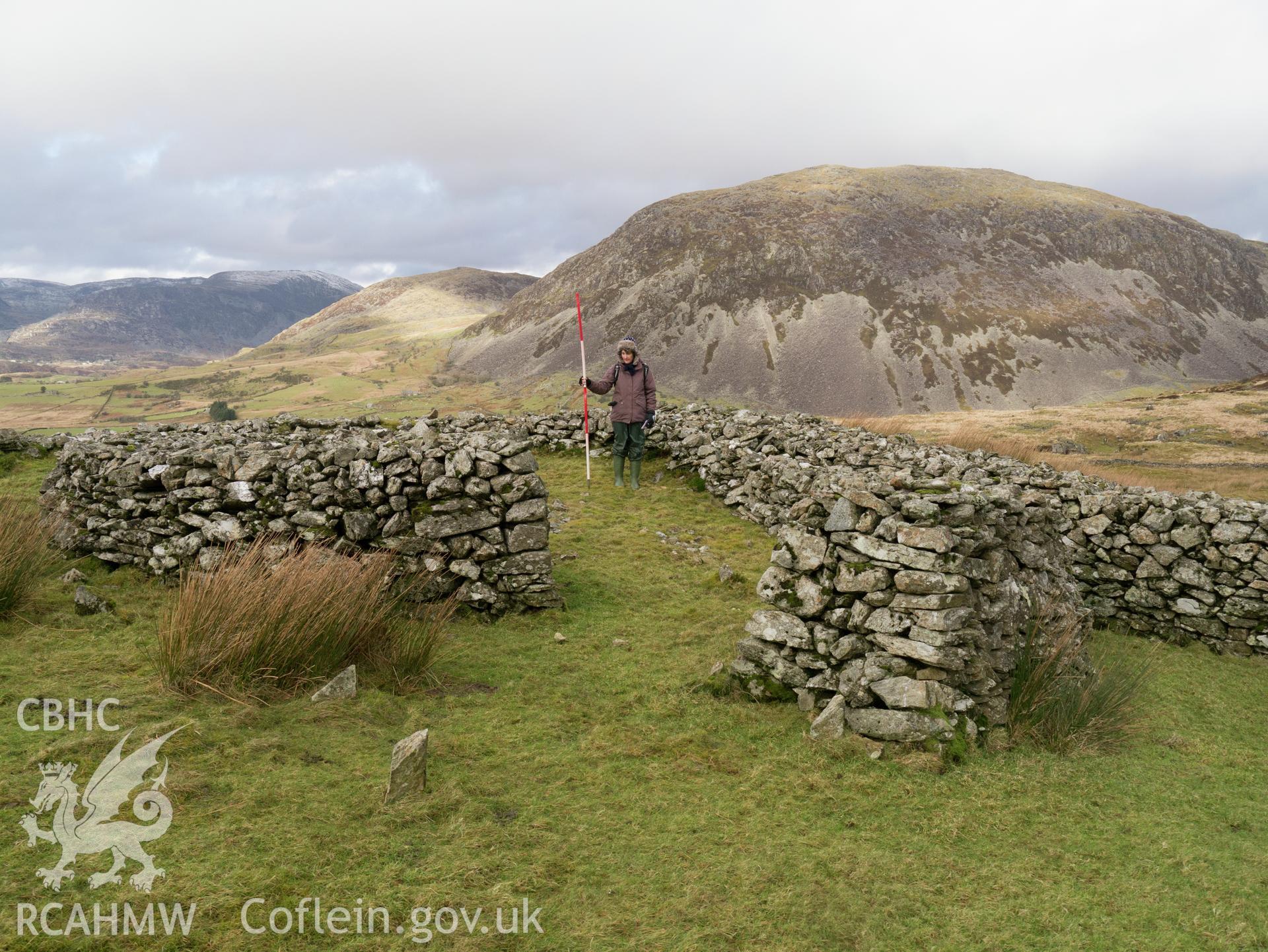 view looking NW of circular feature inside hillfort.