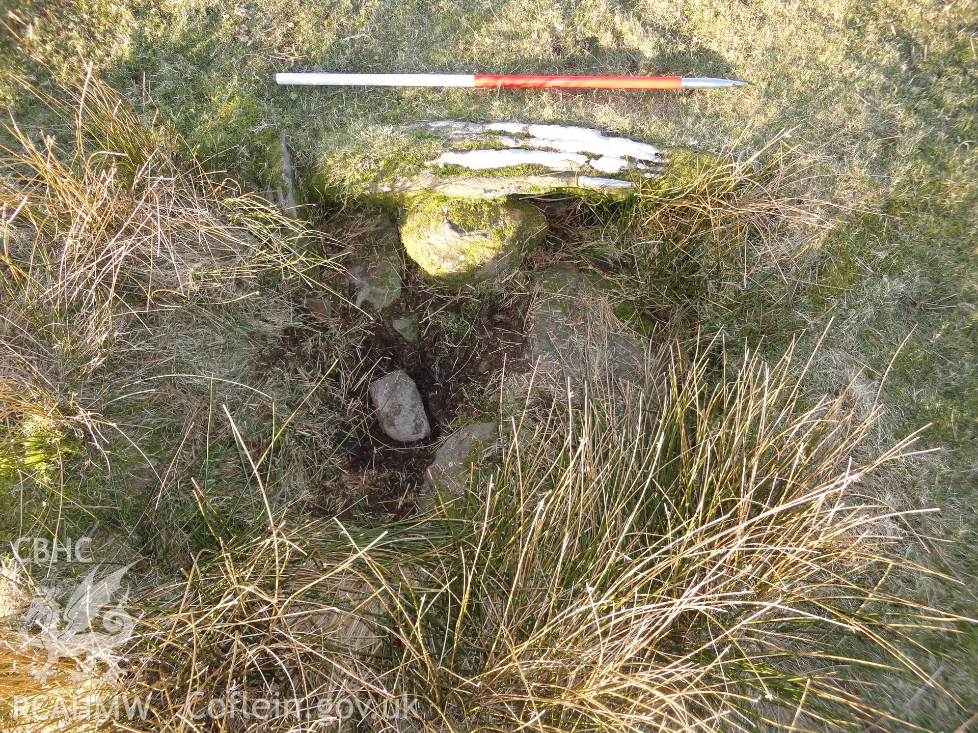 Round Barrow, detail of cist, looking northeast