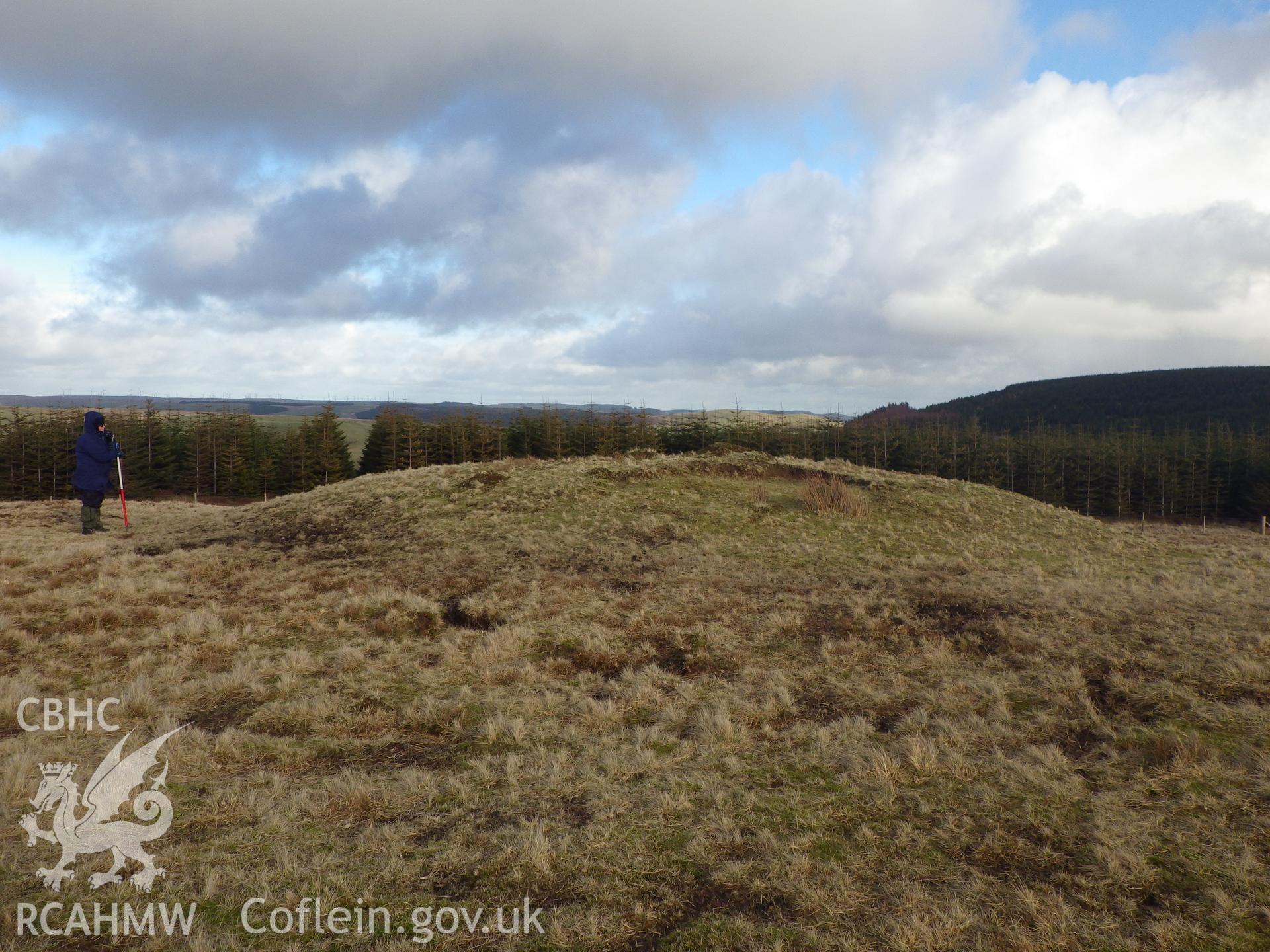 Earthen round barrow, looking east.