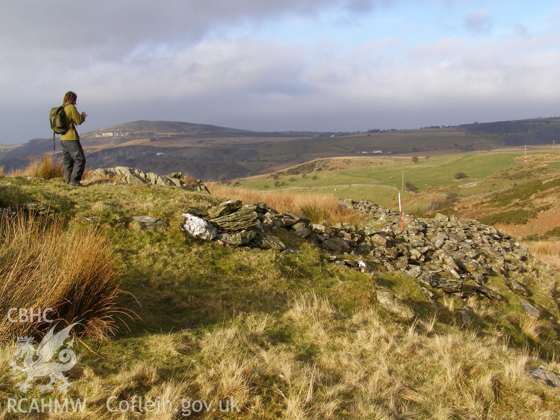 Photograph of a small hillfort north east of Gelli Ffrydiau taken on 03/02/2006 by P.J. Schofield during an Upland Survey undertaken by Oxford Archaeology North.