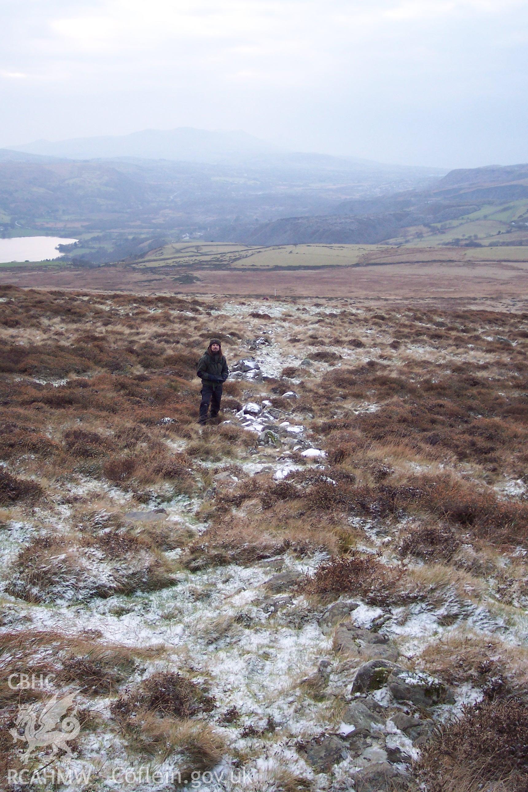 Photograph of Wall south of Bryn Castell taken on 05/01/2006 by P.J. Schofield during an Upland Survey undertaken by Oxford Archaeology North.