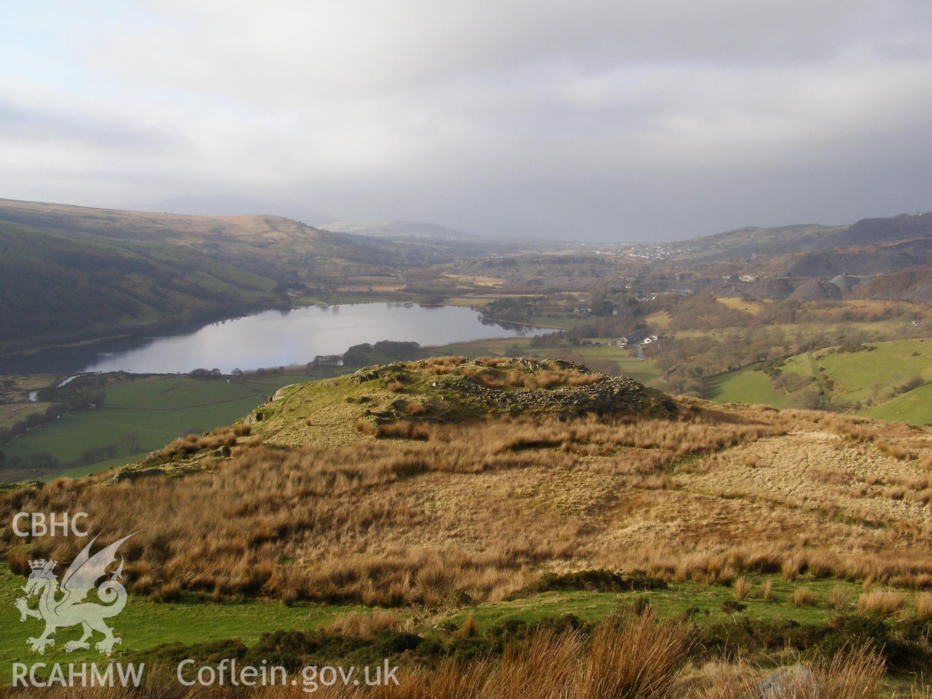 Photograph of a small hillfort north east of Gelli Ffrydiau taken on 03/02/2006 by P.J. Schofield during an Upland Survey undertaken by Oxford Archaeology North.