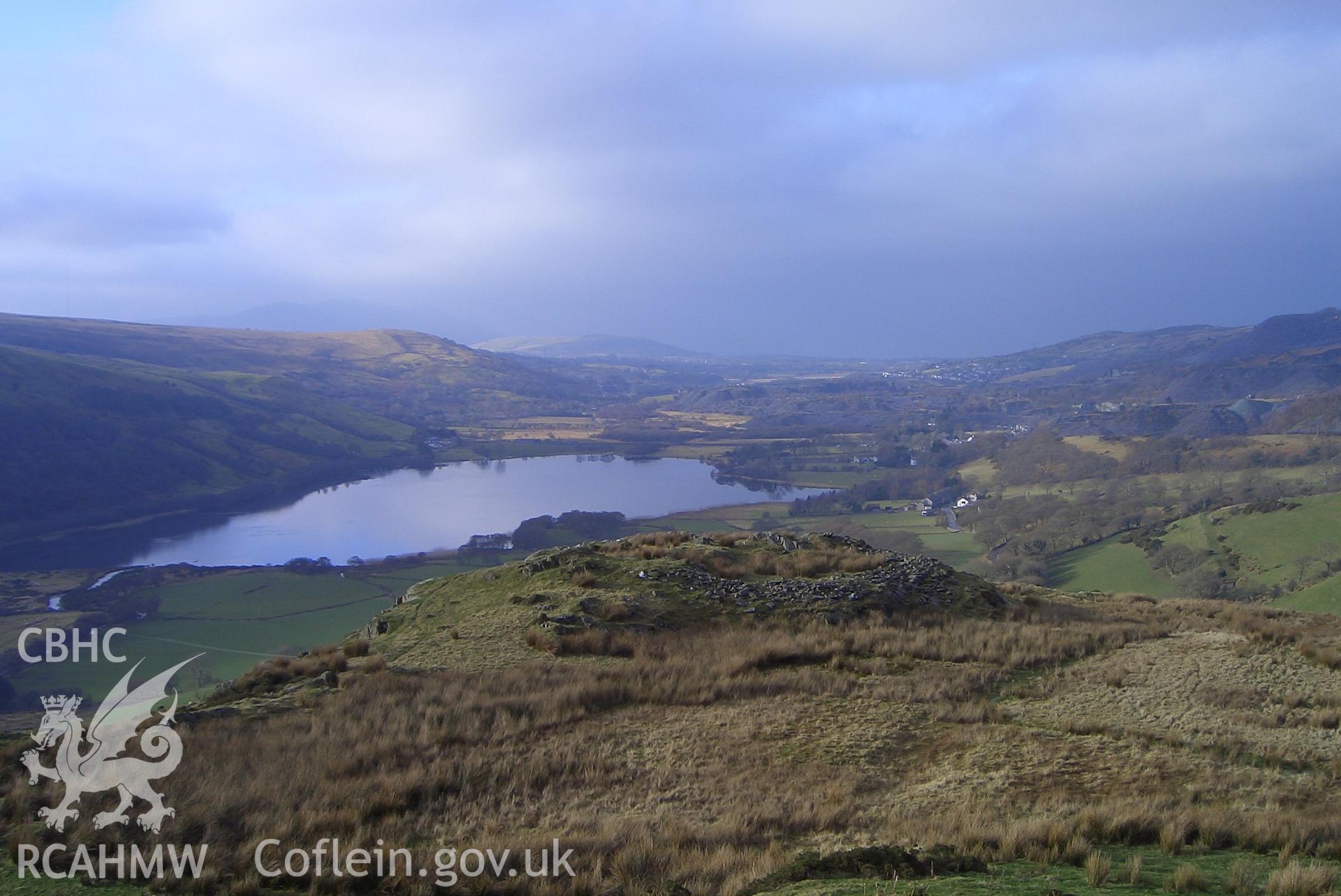 Photograph of a small hillfort north east of Gelli Ffrydiau taken on 03/02/2006 by P.J. Schofield during an Upland Survey undertaken by Oxford Archaeology North.