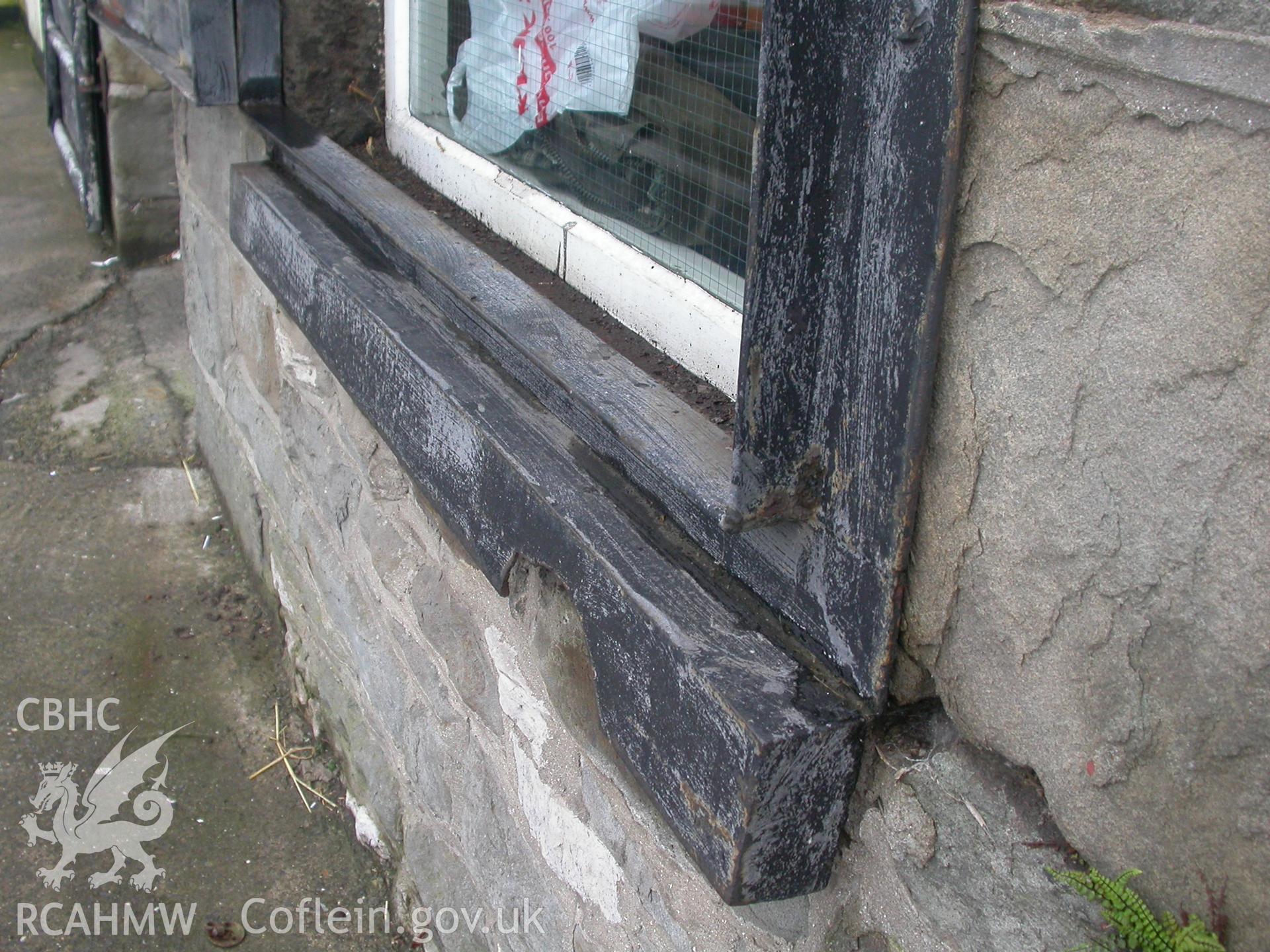 Digital colour photograph showing the detail on a cast iron window sill at Newport Cattle Market.