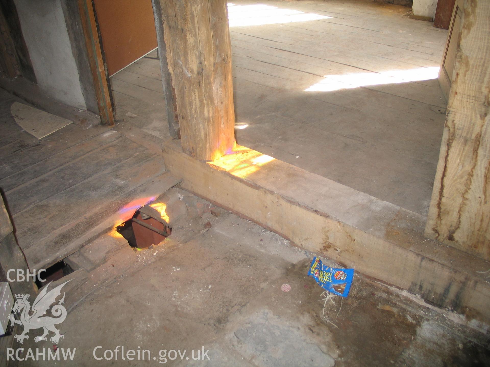 Nantclwyd House before conservation. Floor of G.6 on left, G.7 ahead, G.8 near.