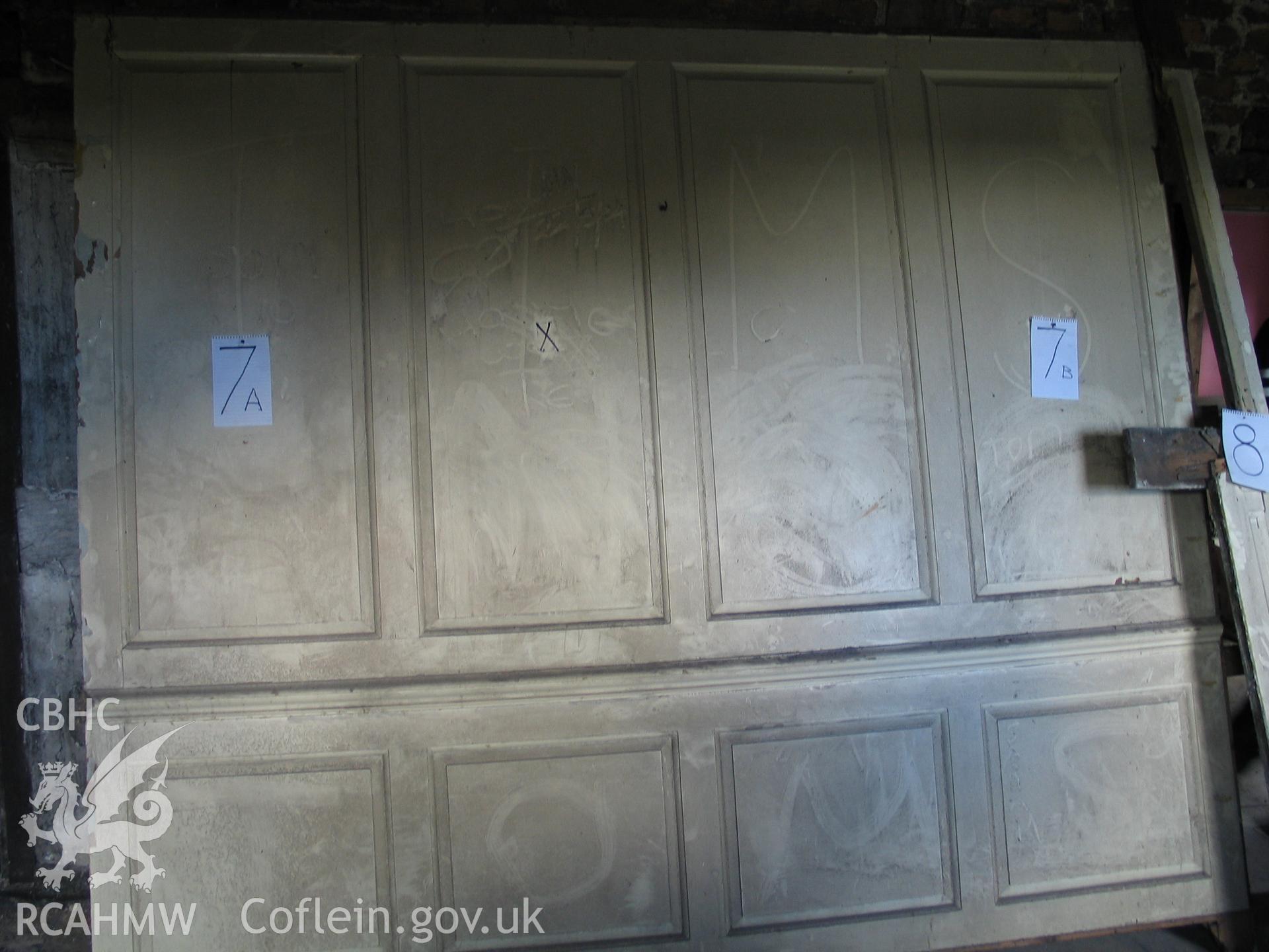 Nantclwyd House, panelling removed during conservation, 2004.