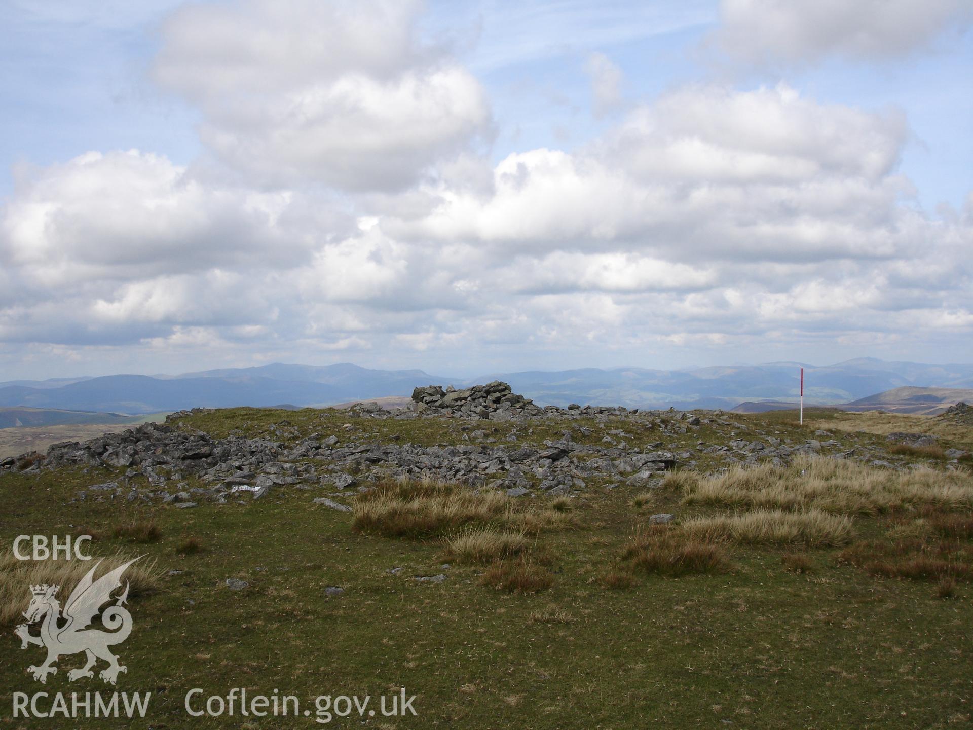 Digital colour photograph of Pen Pumlumon Cairn III taken on 13/09/2006 by R.P. Sambrook during the Plynlimon Glaslyn South Upland survey undertaken by Trysor.