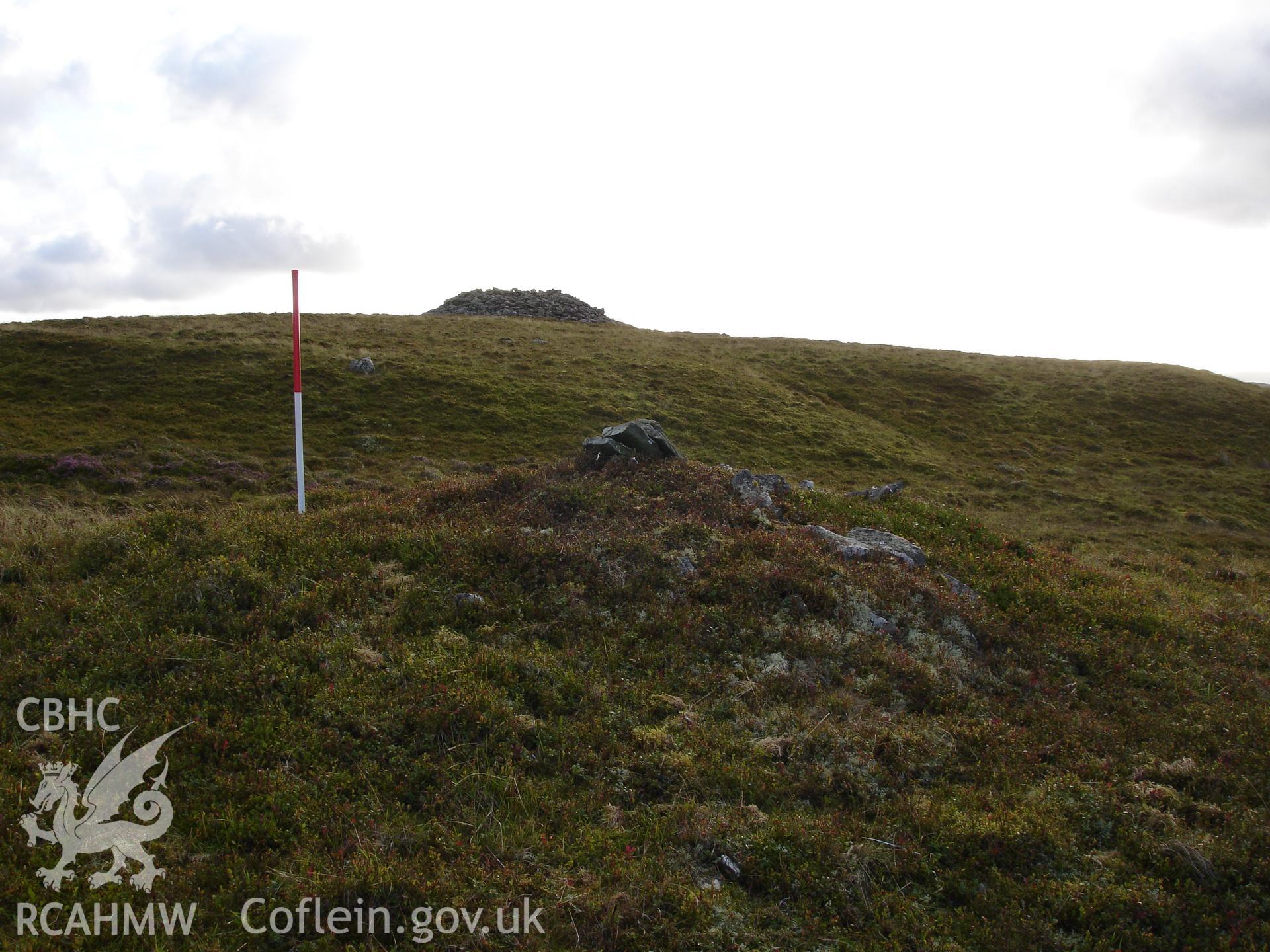 Digital colour photograph of Carn Fawr cairn II taken on 24/08/2006 by R.P. Sambrook during the Plynlimon Glaslyn South Upland survey undertaken by Trysor.