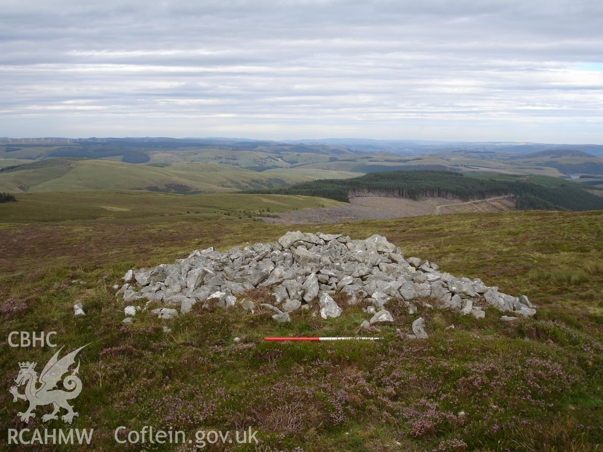 Digital colour photograph of Plynlimon Cwm-Biga cairn I taken on 08/08/2006 by R.P. Sambrook during the Plynlimon Glaslyn South Upland survey undertaken by Trysor.