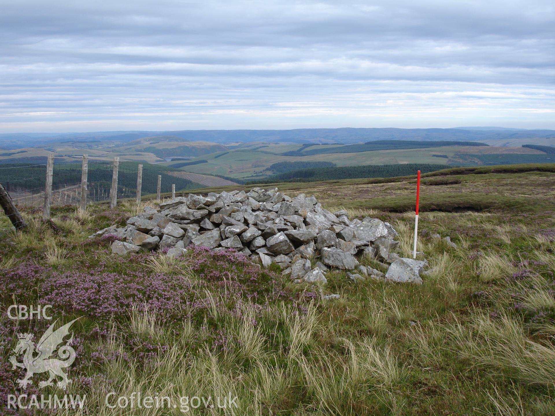 Digital colour photograph of Carn Biga cairn V taken on 08/08/2006 by R.P. Sambrook during the Plynlimon Glaslyn South Upland survey undertaken by Trysor.