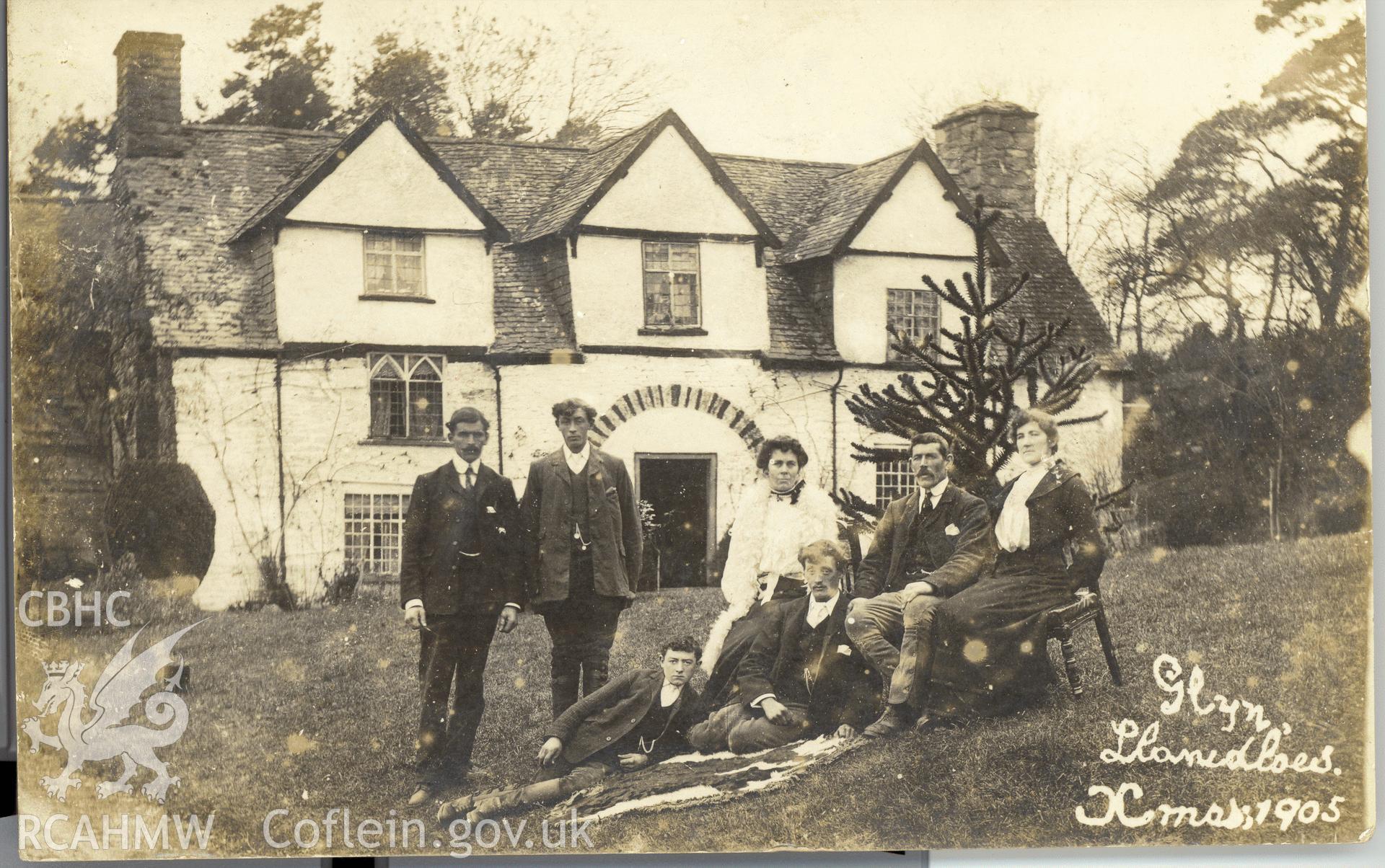 Digitised postcard image of Glyn Clywedog, Llanidloes, with figures. Produced by Parks and Gardens Data Services, from an original item in the Peter Davis Collection at Parks and Gardens UK. We hold only web-resolution images of this collection, suitable for viewing on screen and for research purposes only. We do not hold the original images, or publication quality scans.