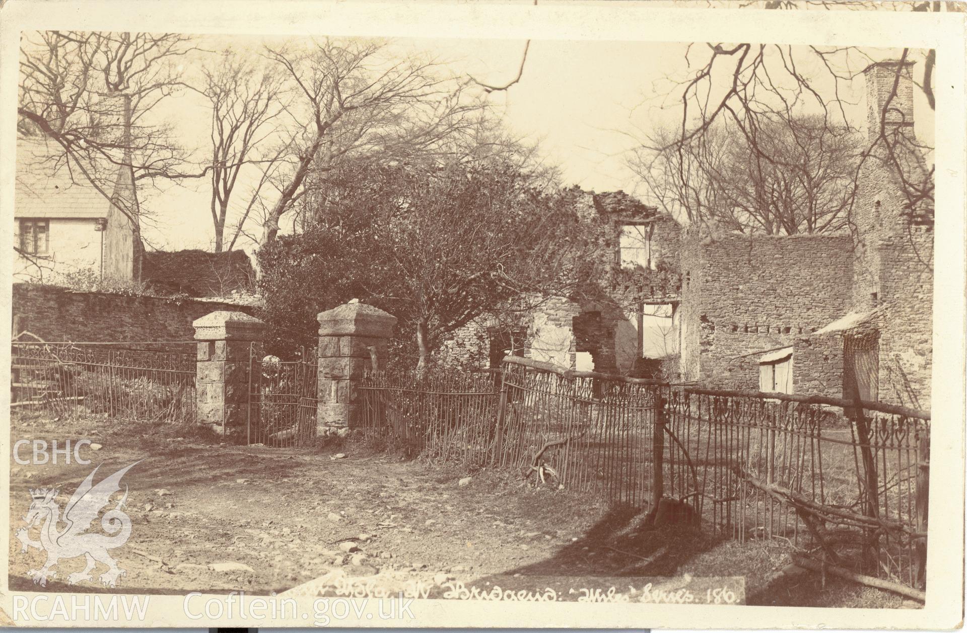 Digitised postcard image of Cefn Ydfa, Llangynwyd Lower, the Miles Series, Ewenny Road Studio, Bridgend. Produced by Parks and Gardens Data Services, from an original item in the Peter Davis Collection at Parks and Gardens UK. We hold only web-resolution images of this collection, suitable for viewing on screen and for research purposes only. We do not hold the original images, or publication quality scans.