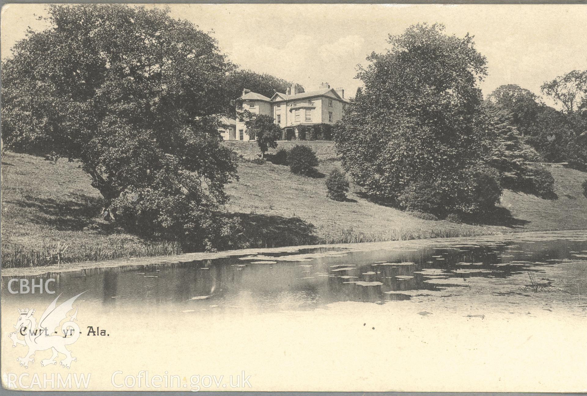 Digitised postcard image of Cwrt-yr-ala, Michaelston, Frith's Series. Produced by Parks and Gardens Data Services, from an original item in the Peter Davis Collection at Parks and Gardens UK. We hold only web-resolution images of this collection, suitable for viewing on screen and for research purposes only. We do not hold the original images, or publication quality scans.