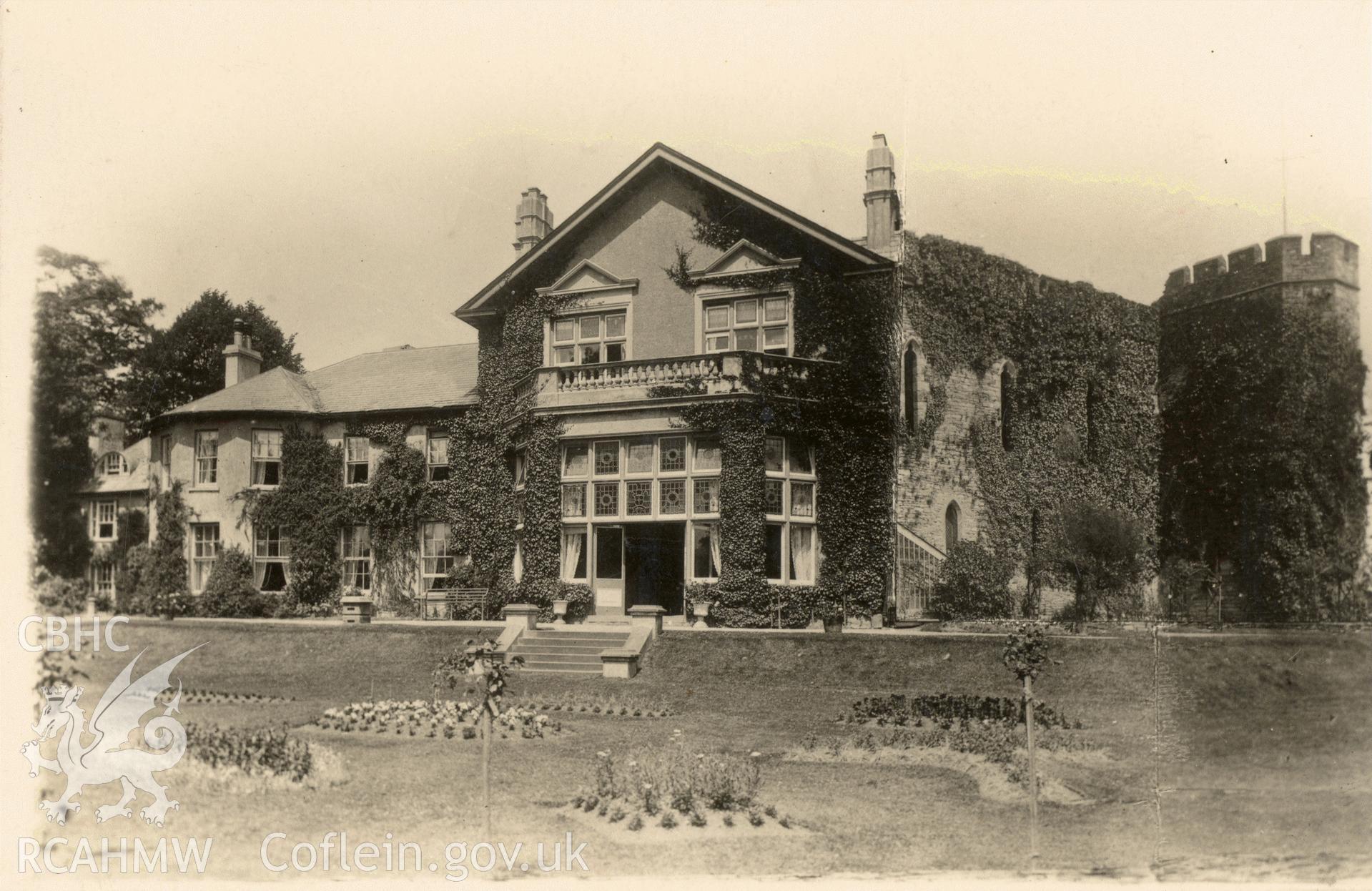 Digitised postcard image of Castle Hotel, Brecon, J. Clark, 13 High Street, Brecon. Produced by Parks and Gardens Data Services, from an original item in the Peter Davis Collection at Parks and Gardens UK. We hold only web-resolution images of this collection, suitable for viewing on screen and for research purposes only. We do not hold the original images, or publication quality scans.