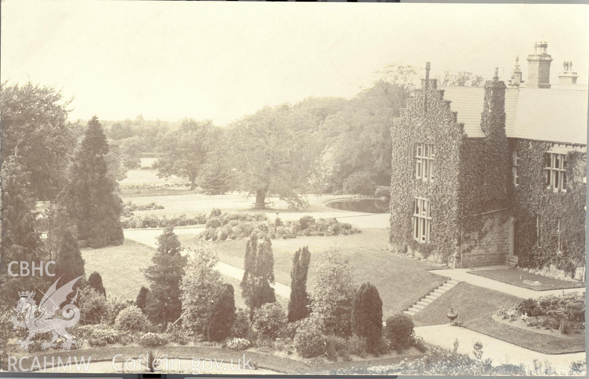 Digitised postcard image of Gorddinog, Llanfairfechan, G. Thomas, Llanfairfechan. Produced by Parks and Gardens Data Services, from an original item in the Peter Davis Collection at Parks and Gardens UK. We hold only web-resolution images of this collection, suitable for viewing on screen and for research purposes only. We do not hold the original images, or publication quality scans.