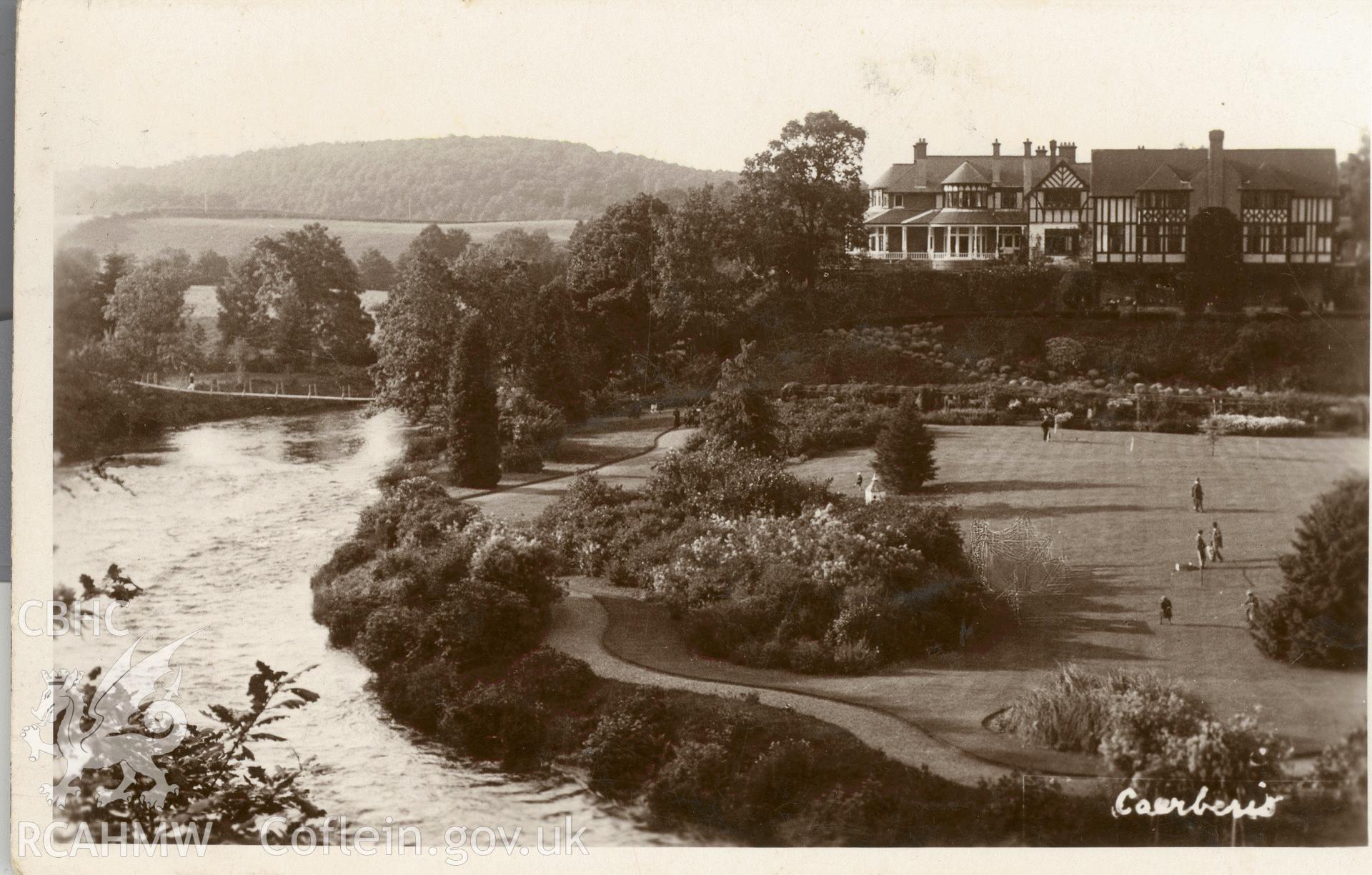 Digitised postcard image of Caerberis, Climery, P.B. Abery, West End Studios, Builth Wells. Produced by Parks and Gardens Data Services, from an original item in the Peter Davis Collection at Parks and Gardens UK. We hold only web-resolution images of this collection, suitable for viewing on screen and for research purposes only. We do not hold the original images, or publication quality scans.