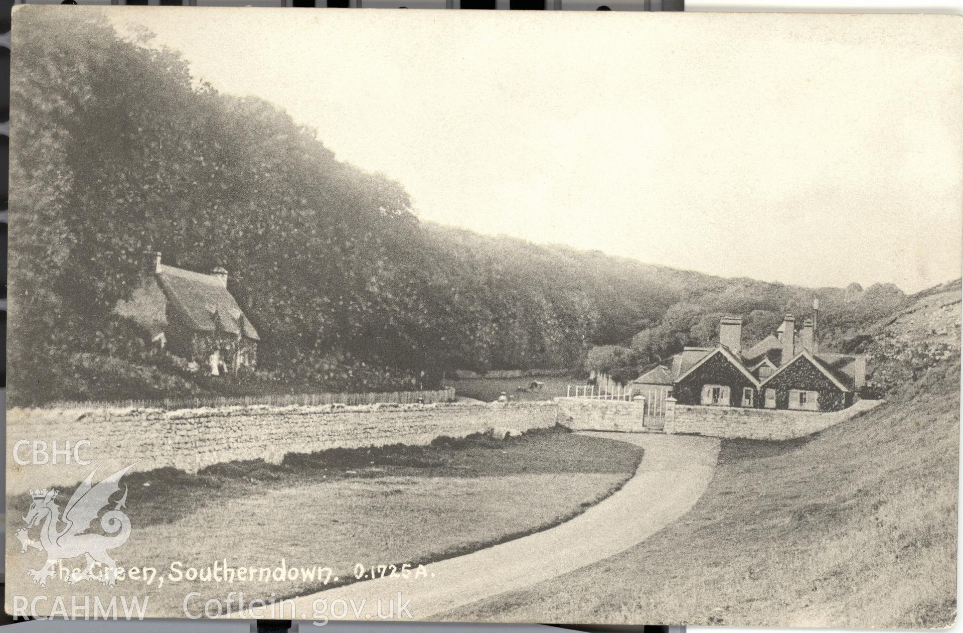 Digitised postcard image of Seamouth Cottage, Southerndown, Hardings (Bristol and Cardiff) "Progress" Series. Produced by Parks and Gardens Data Services, from an original item in the Peter Davis Collection at Parks and Gardens UK. We hold only web-resolution images of this collection, suitable for viewing on screen and for research purposes only. We do not hold the original images, or publication quality scans.