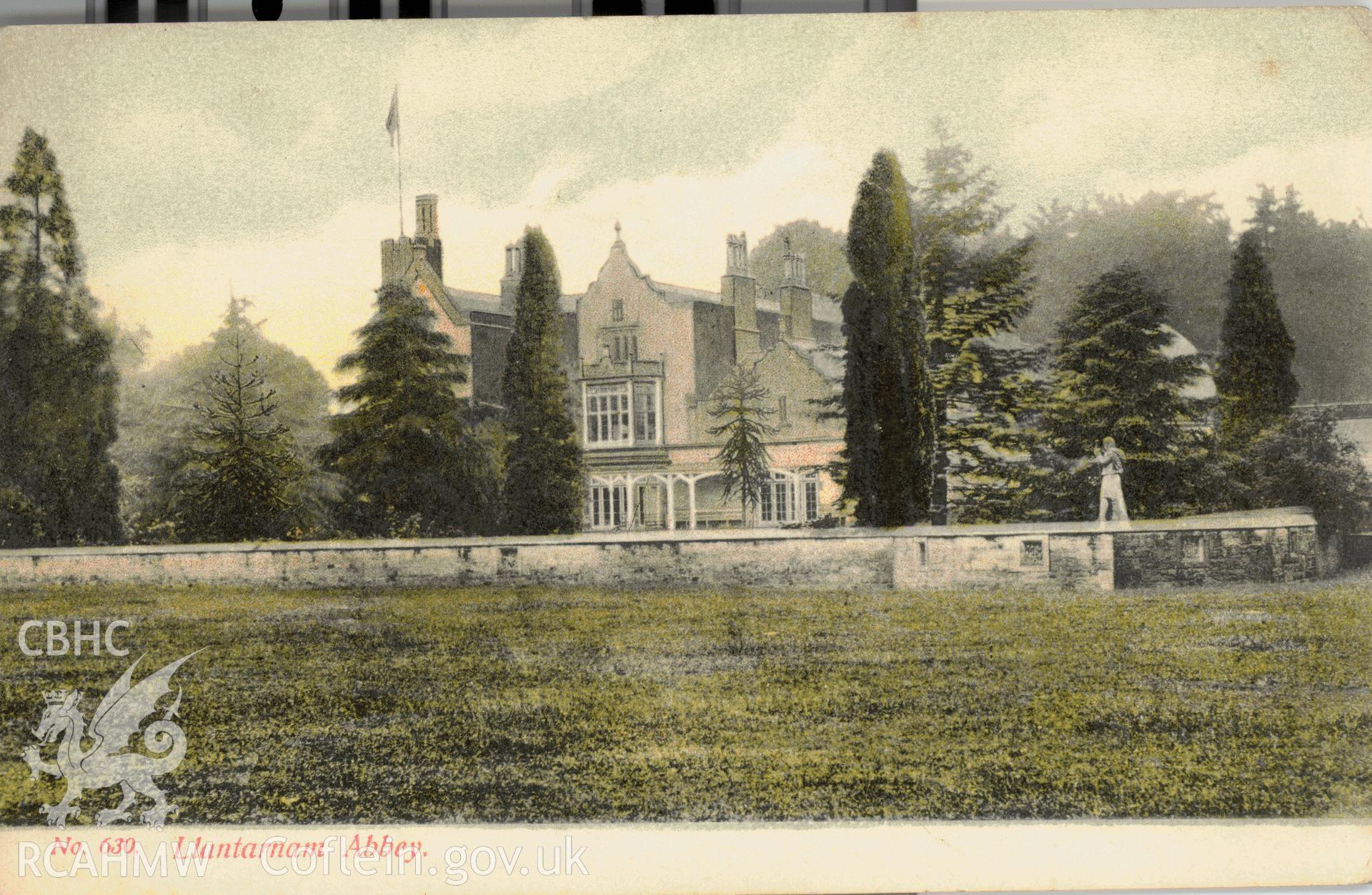 Digitised postcard image of Llantarnam Abbey, Harding's (Bristol and Cardiff). Produced by Parks and Gardens Data Services, from an original item in the Peter Davis Collection at Parks and Gardens UK. We hold only web-resolution images of this collection, suitable for viewing on screen and for research purposes only. We do not hold the original images, or publication quality scans.