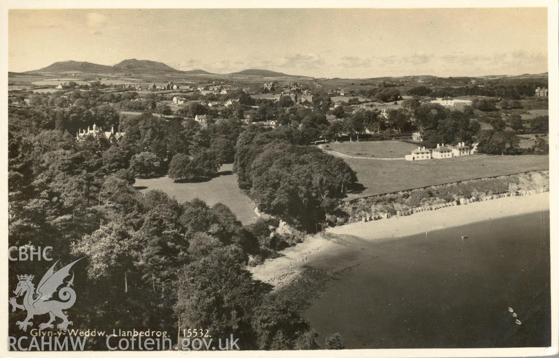 Digitised postcard image of grounds at Plas Glyn y weddw, Llanbedrog, J.Salmon Ltd., Sevenoaks. Produced by Parks and Gardens Data Services, from an original item in the Peter Davis Collection at Parks and Gardens UK. We hold only web-resolution images of this collection, suitable for viewing on screen and for research purposes only. We do not hold the original images, or publication quality scans.