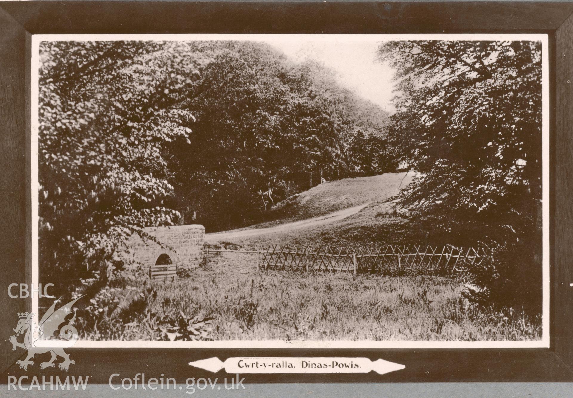 Digitised postcard image of Cwrt-yr-ala, Michaelston, W.A. Mc Intosh, Post Office, Holton road, Barry Dock. Produced by Parks and Gardens Data Services, from an original item in the Peter Davis Collection at Parks and Gardens UK. We hold only web-resolution images of this collection, suitable for viewing on screen and for research purposes only. We do not hold the original images, or publication quality scans.